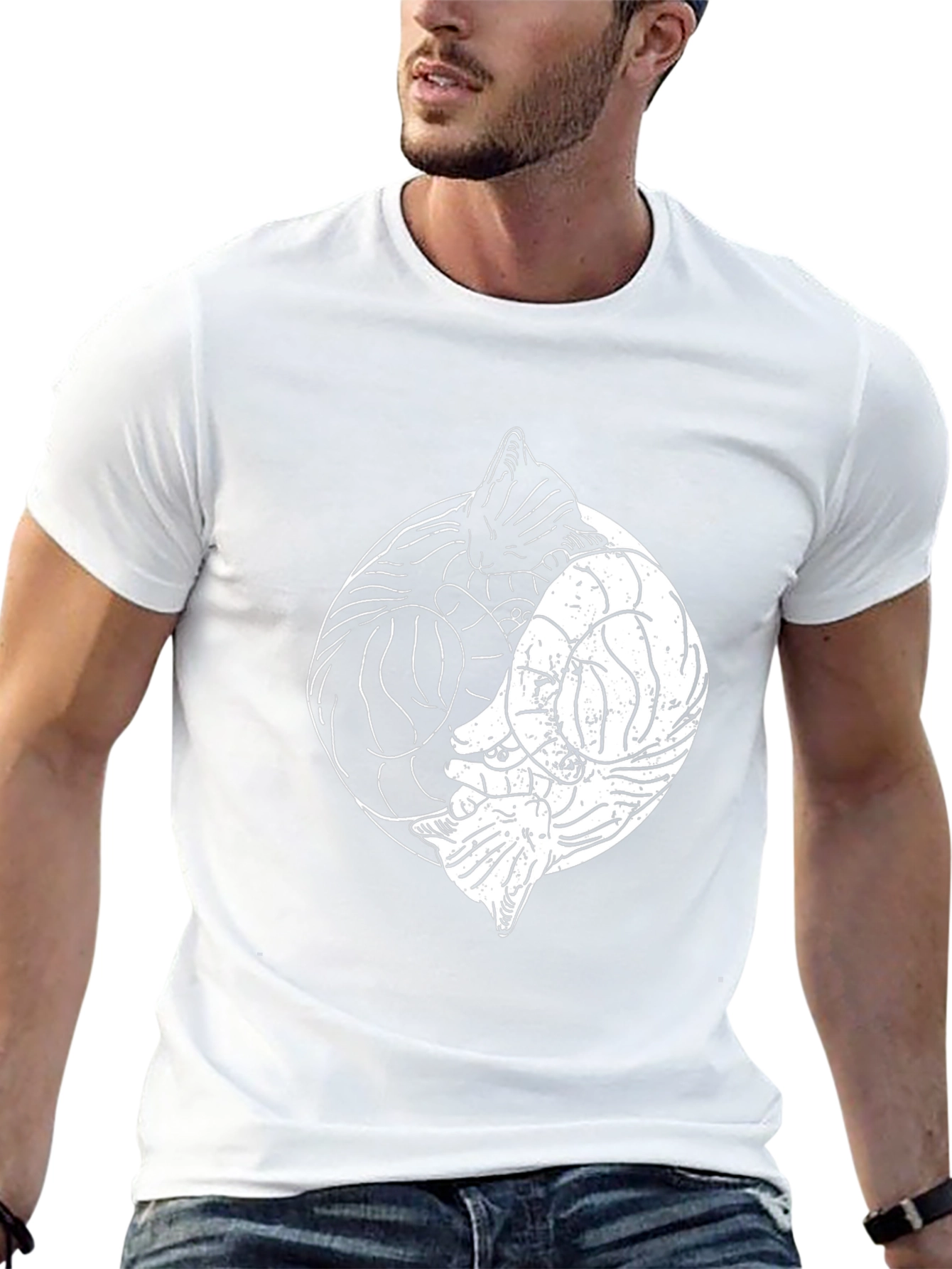 Yin Yang Cats T-Shirt - Balance and Style