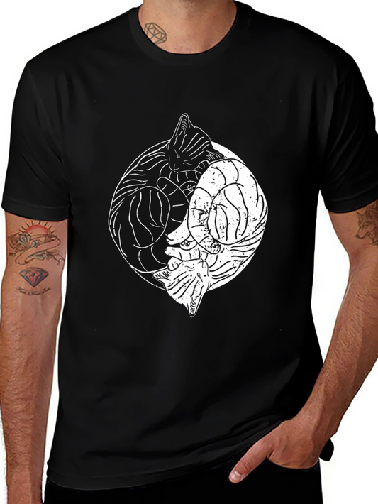 Yin Yang Cats T-Shirt - Balance and Style