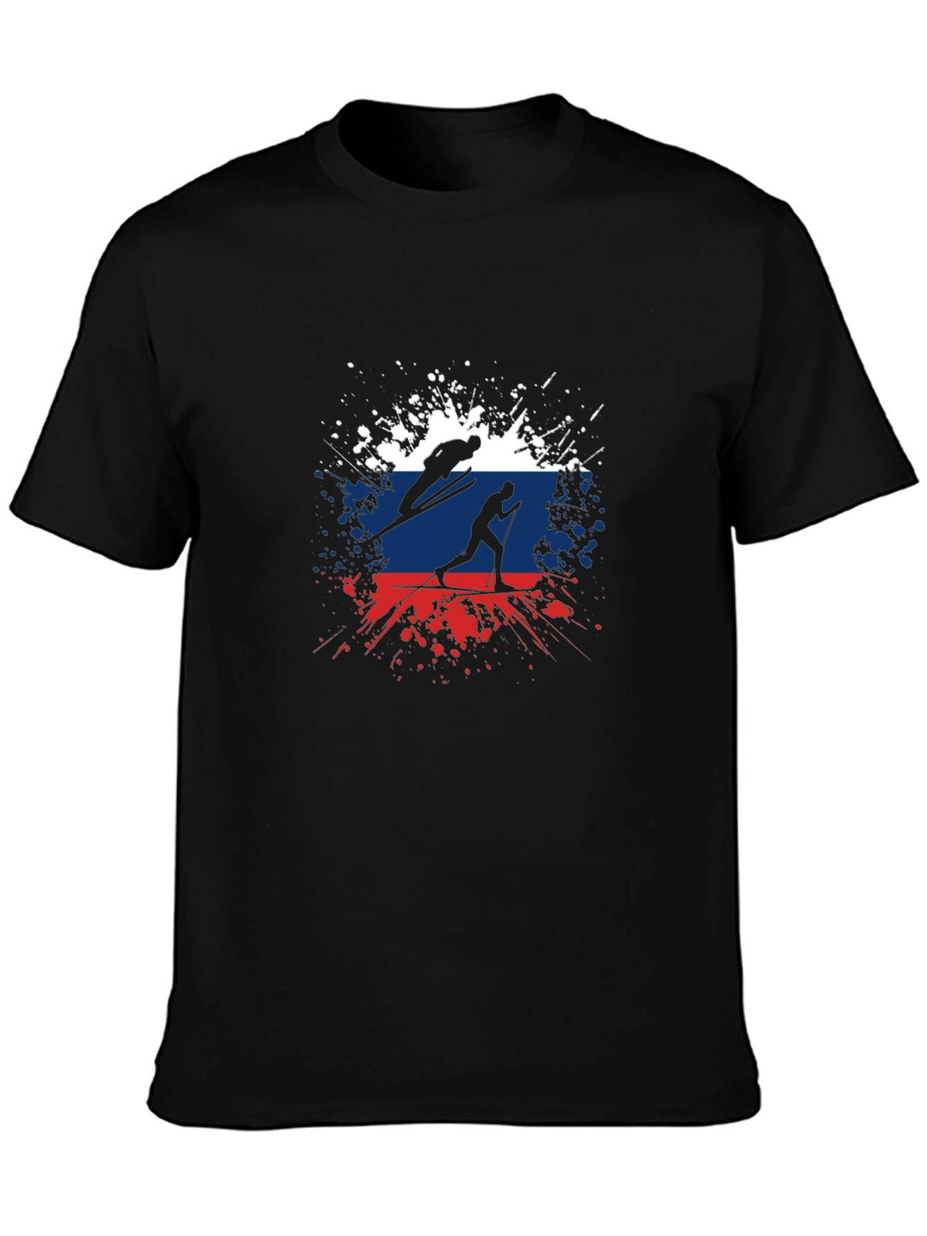 Ski Russia Flag Mens Graphic Tee