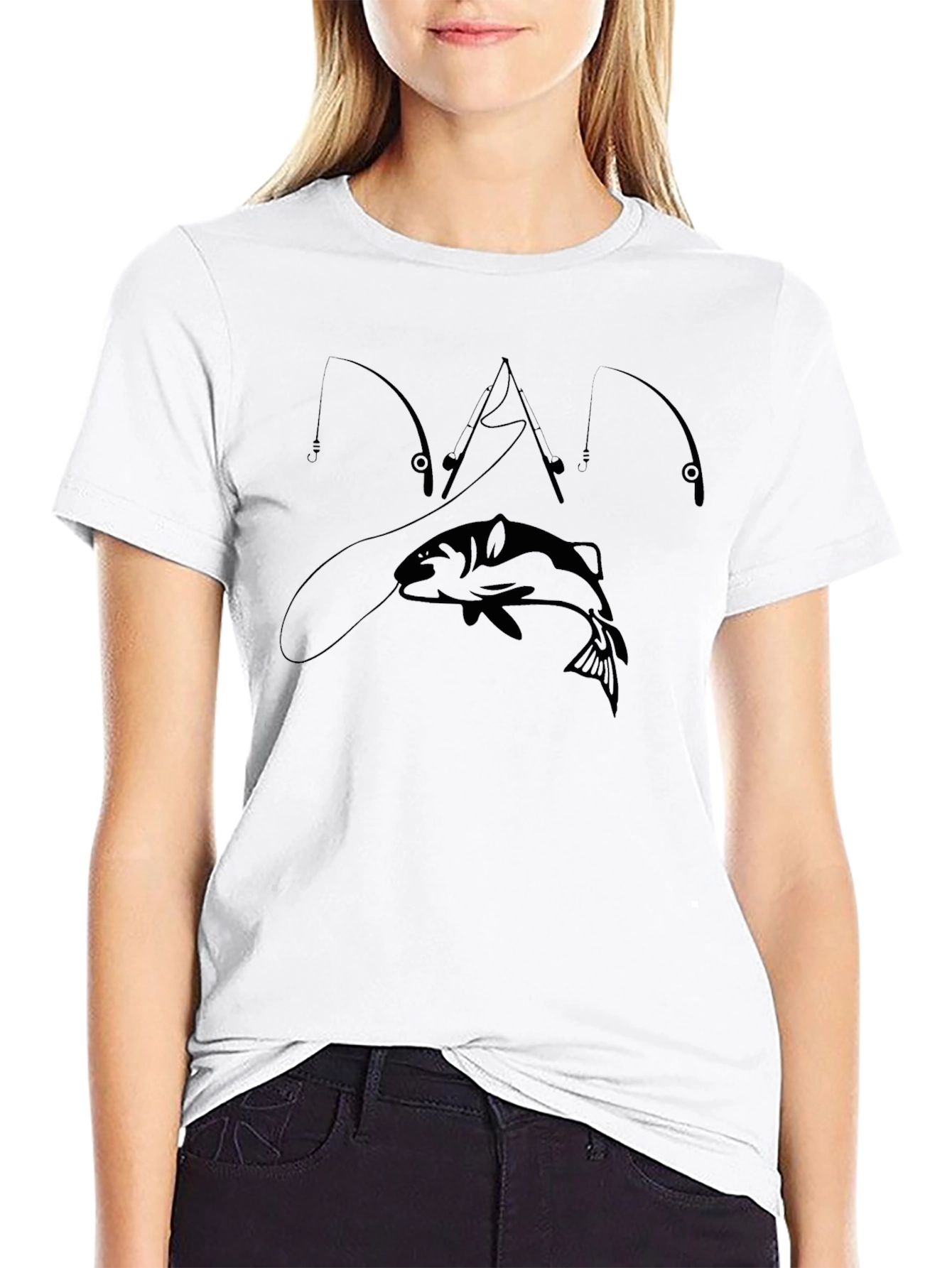 Fishing T-Shirt - Bass and Rods Design