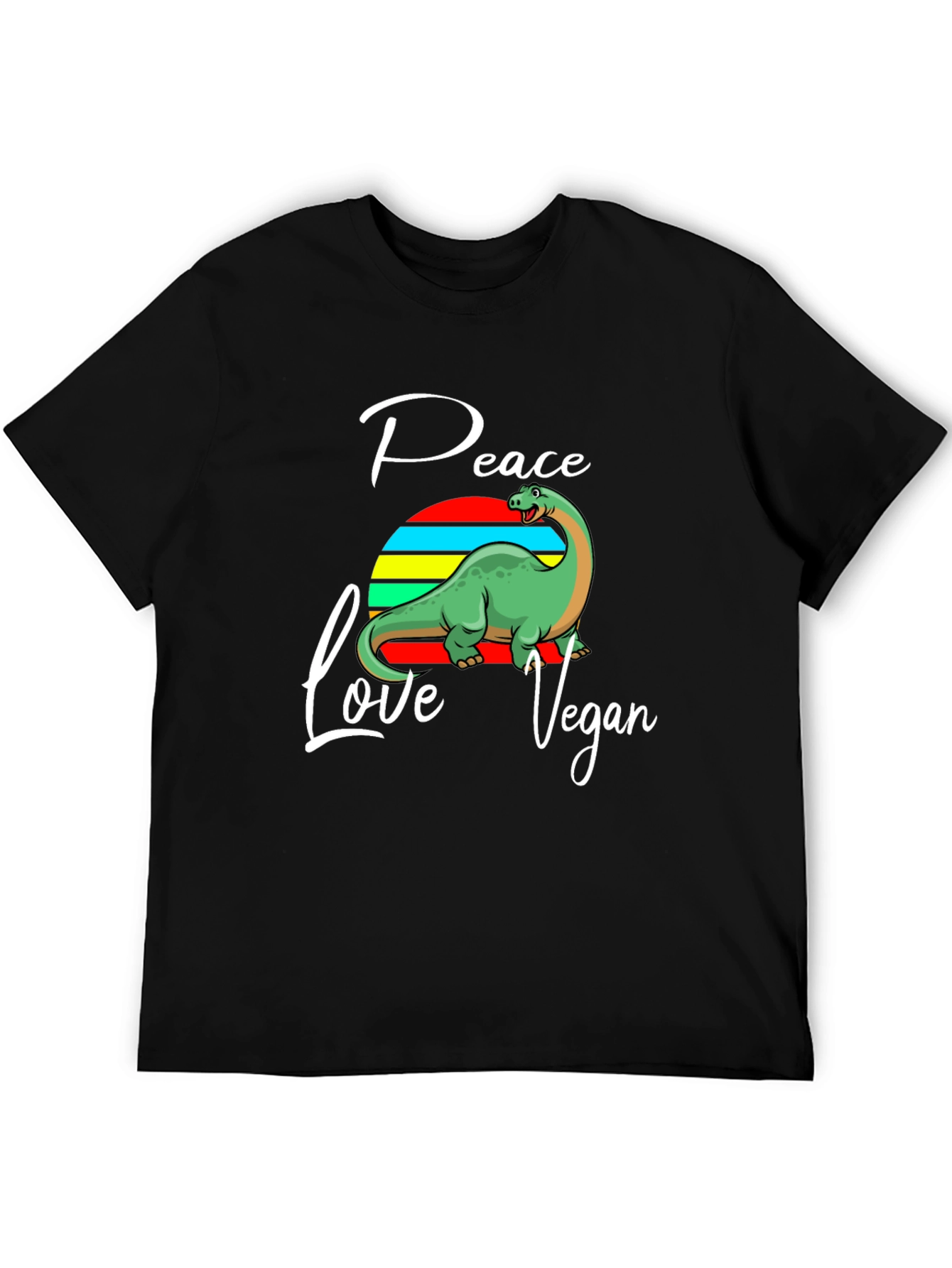 Peace Love Vegan Dinosaur Graphic T-Shirt