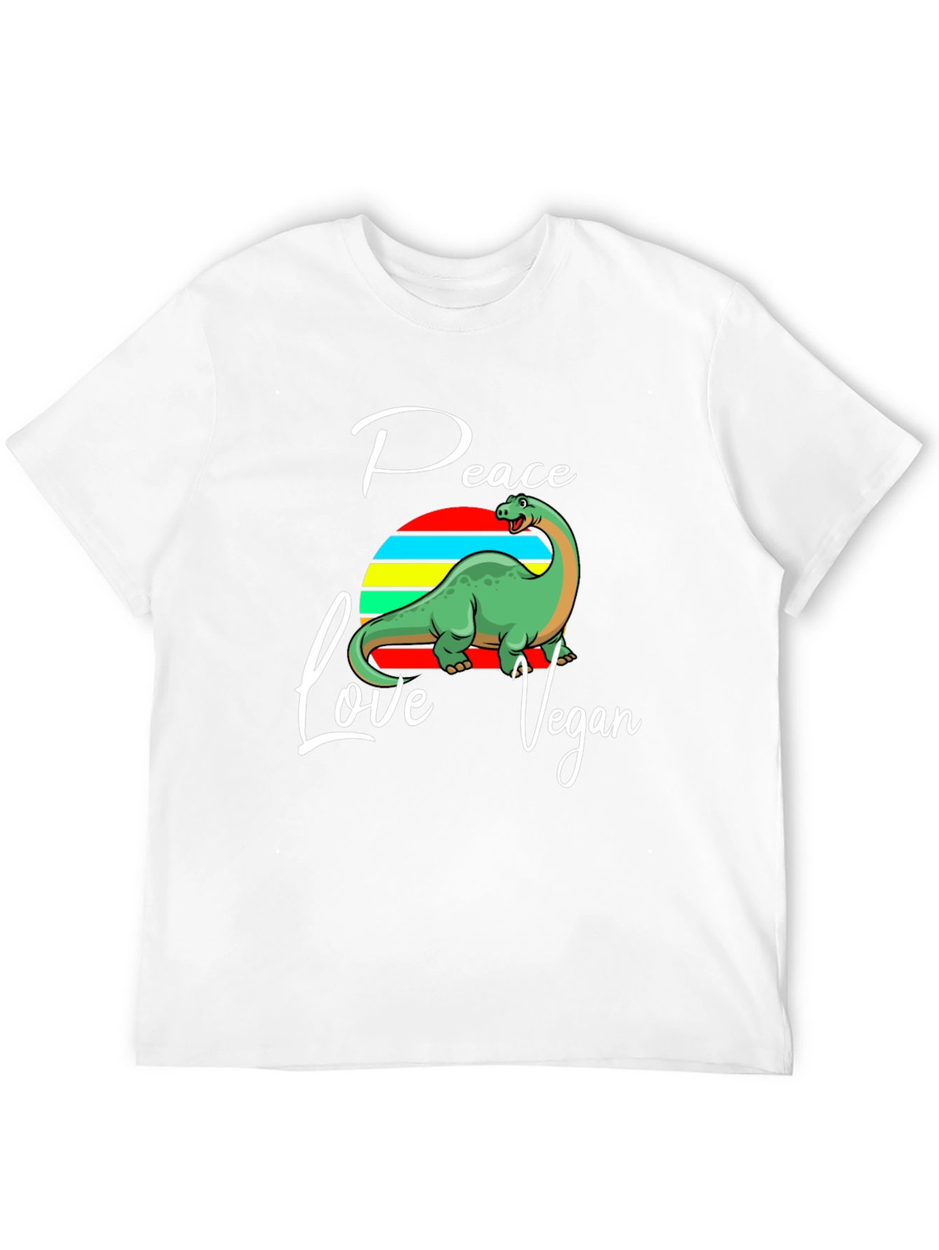 Peace Love Vegan Dinosaur Graphic T-Shirt