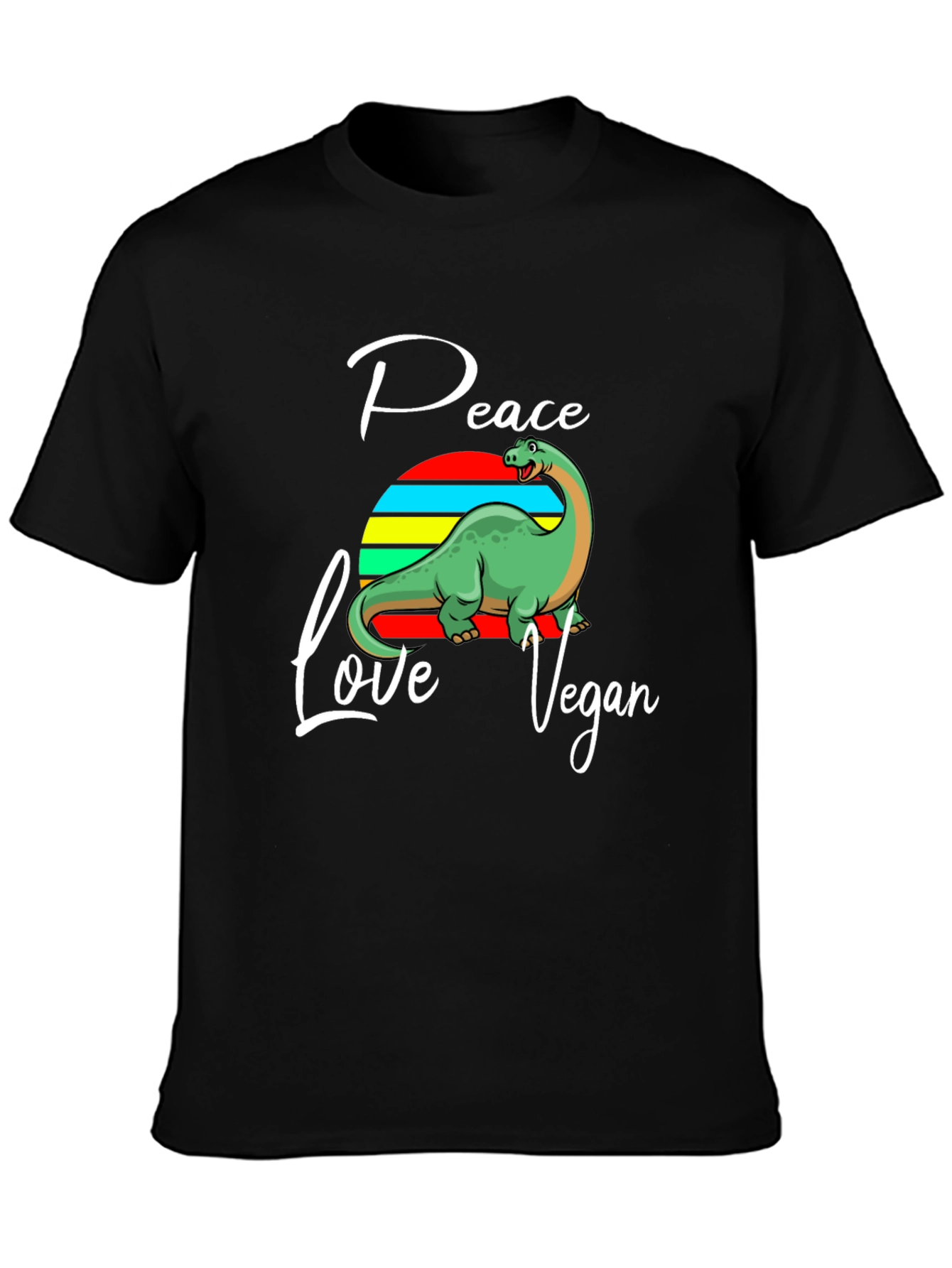 Peace Love Vegan Dinosaur Graphic T-Shirt
