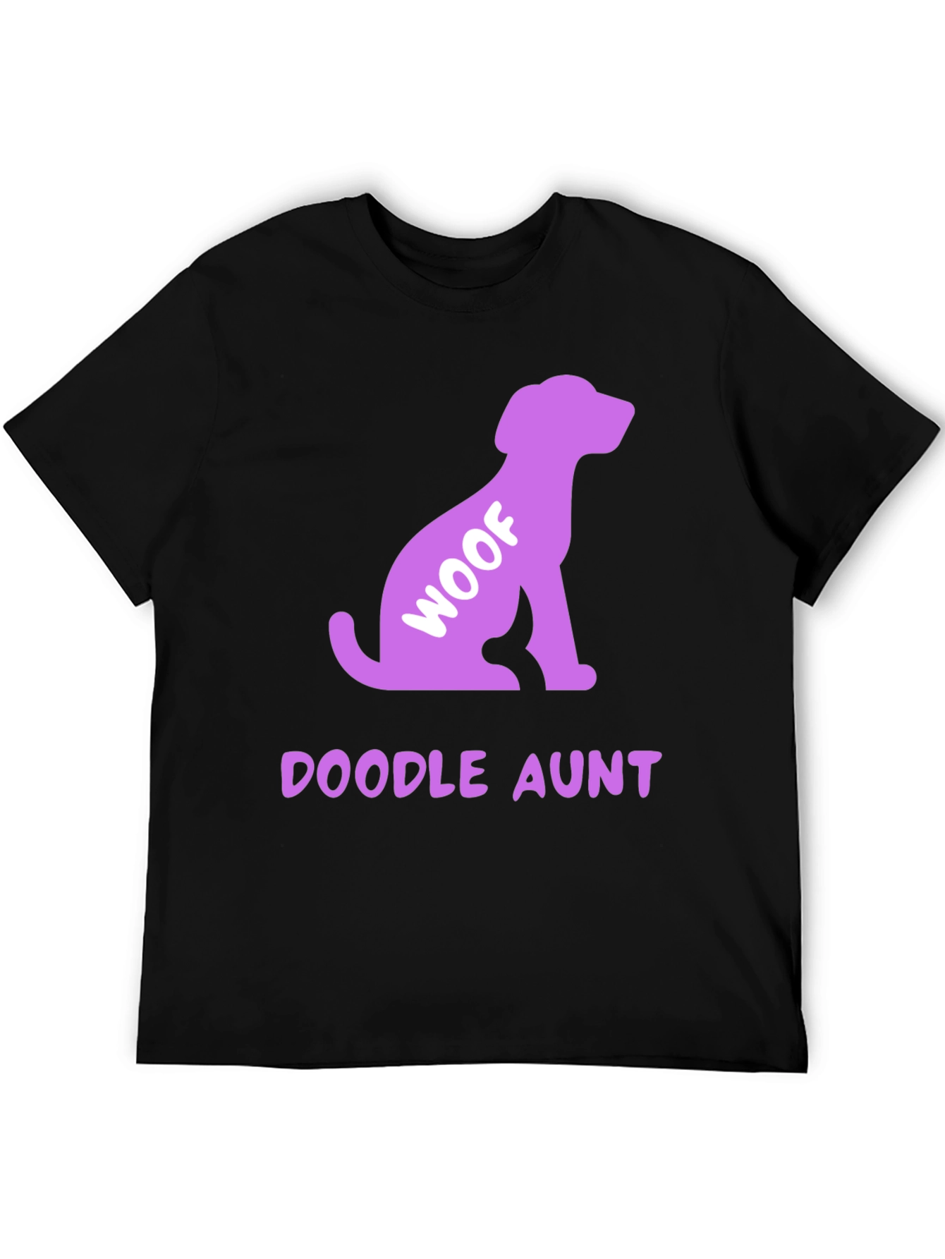 Doodle Aunt Woof Dog T-Shirt - Black