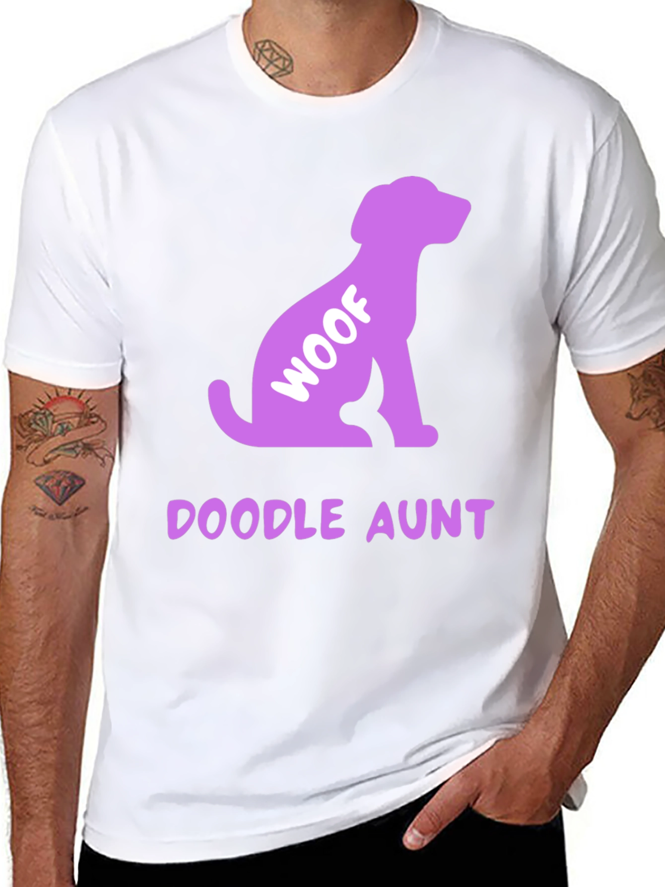Doodle Aunt Woof Dog T-Shirt - Black