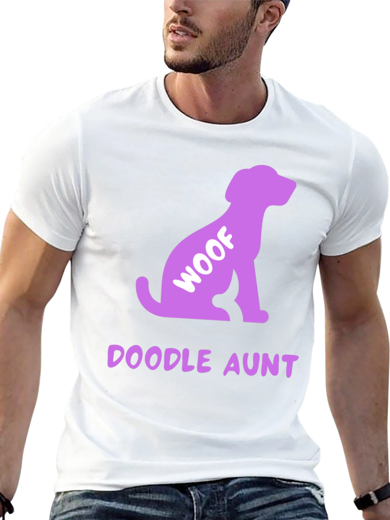 Doodle Aunt Woof Dog T-Shirt - Black