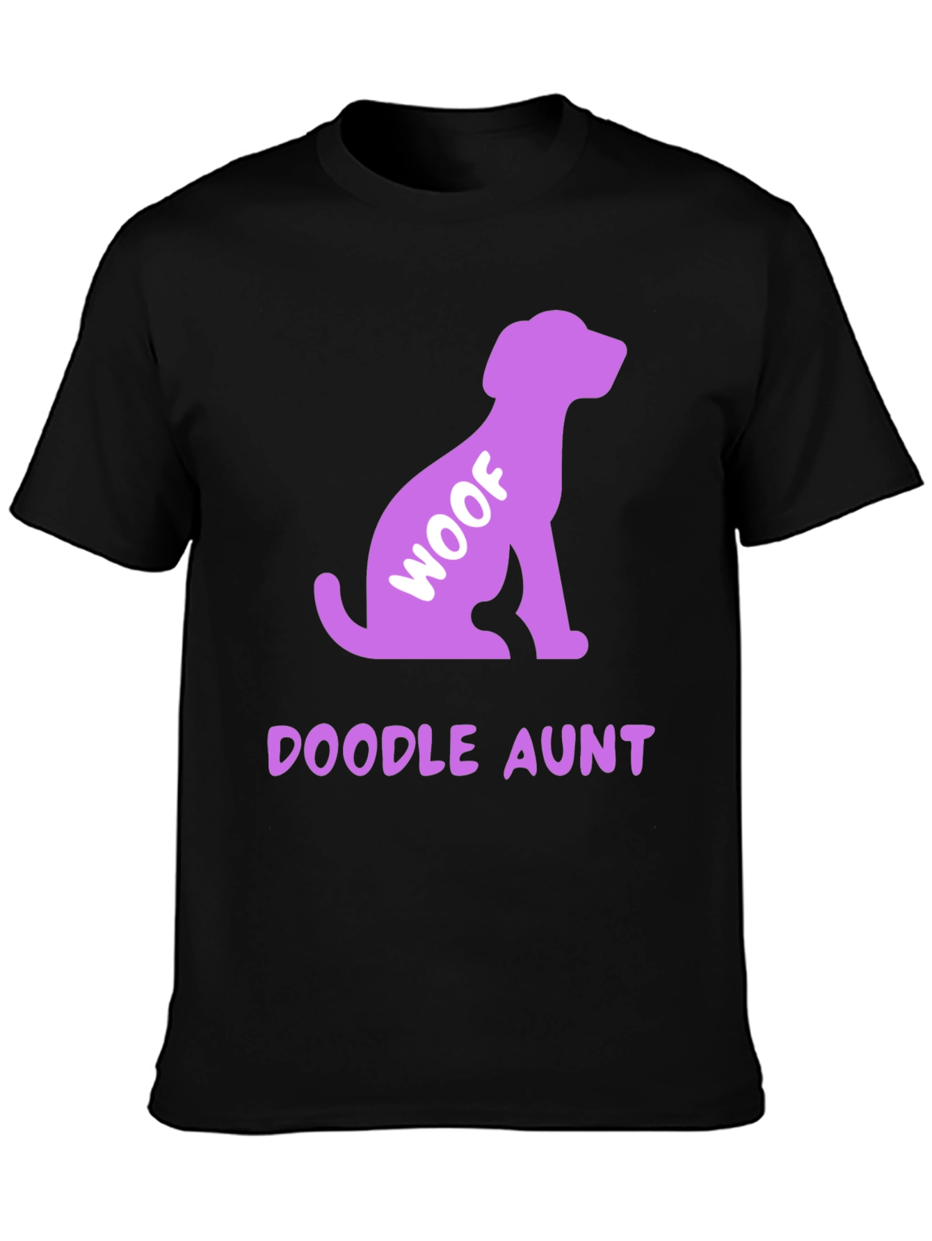 Doodle Aunt Woof Dog T-Shirt - Black