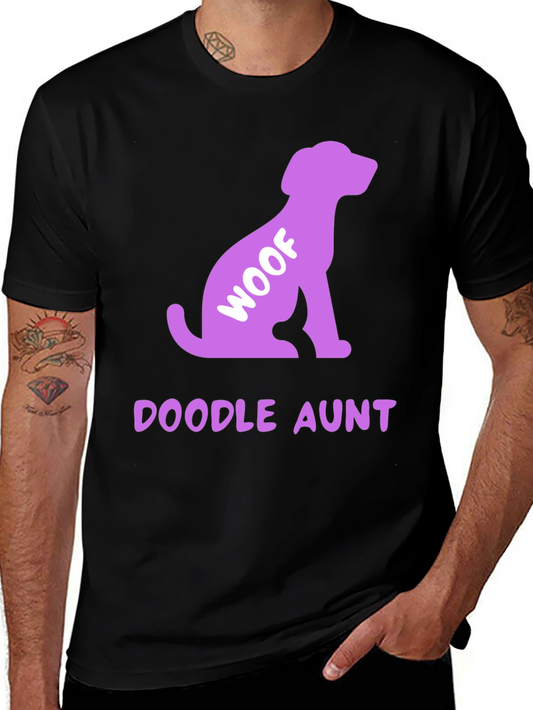 Doodle Aunt Woof Dog T-Shirt - Black