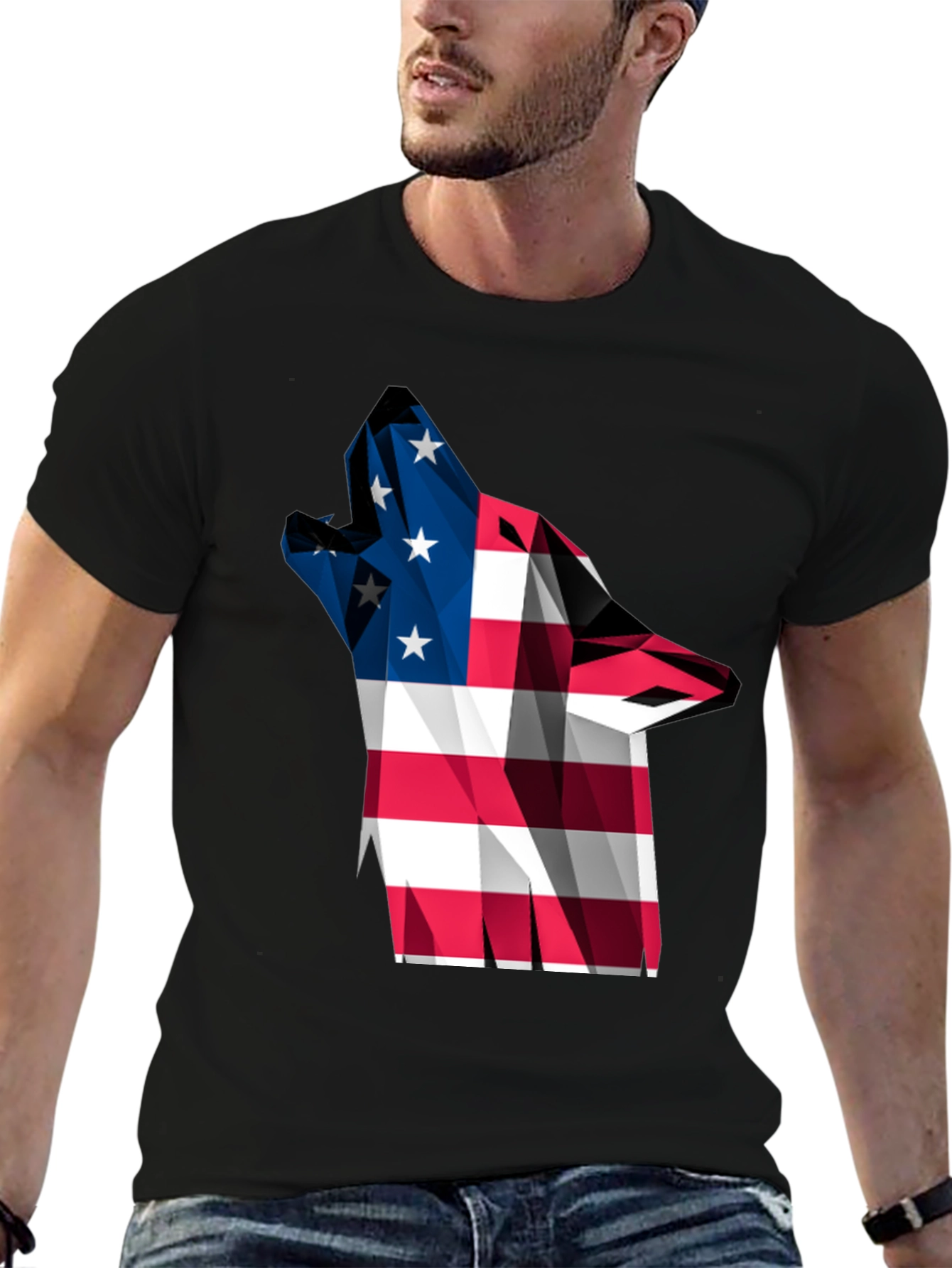 American Flag Wolf Graphic Tee