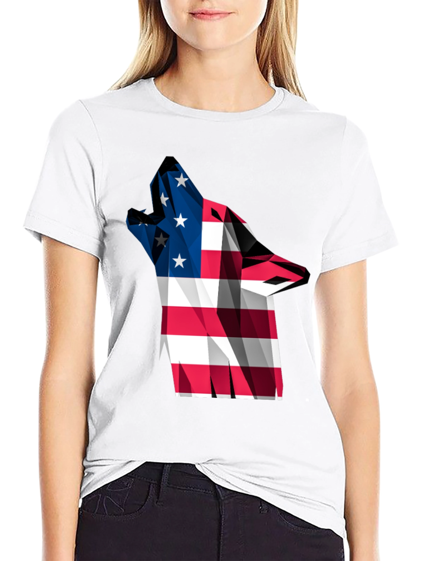 American Flag Wolf Graphic Tee