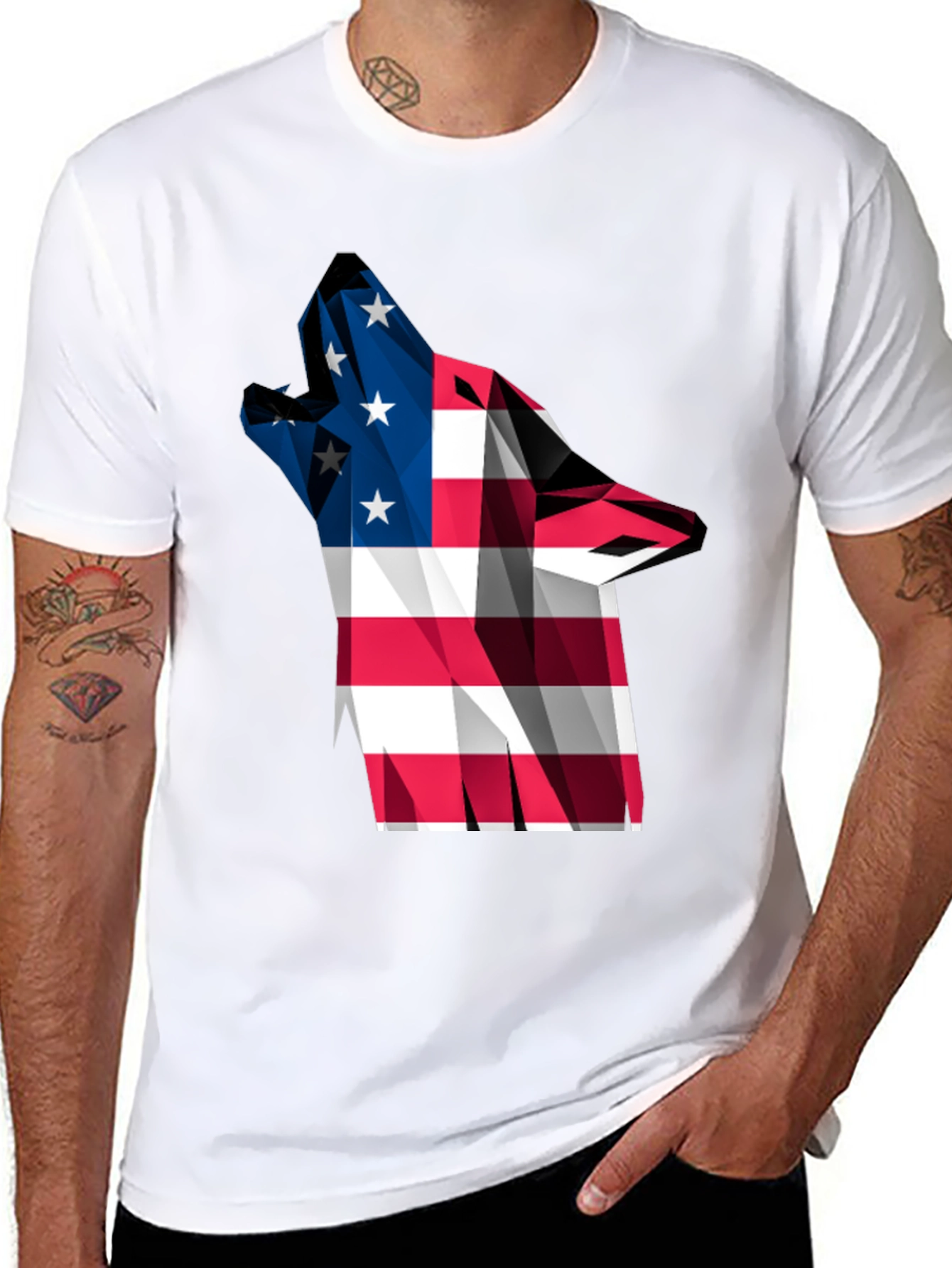 American Flag Wolf Graphic Tee