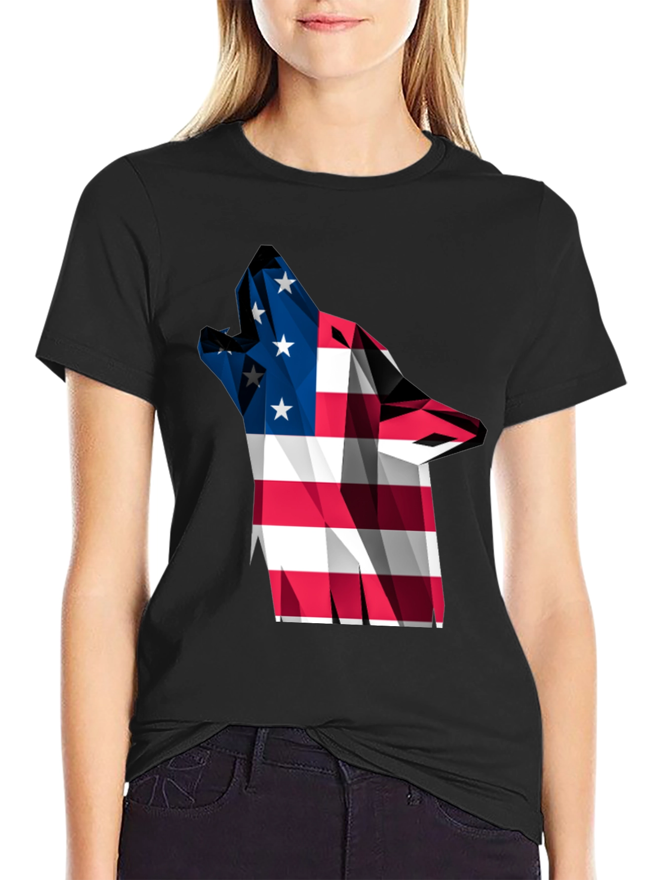 American Flag Wolf Graphic Tee