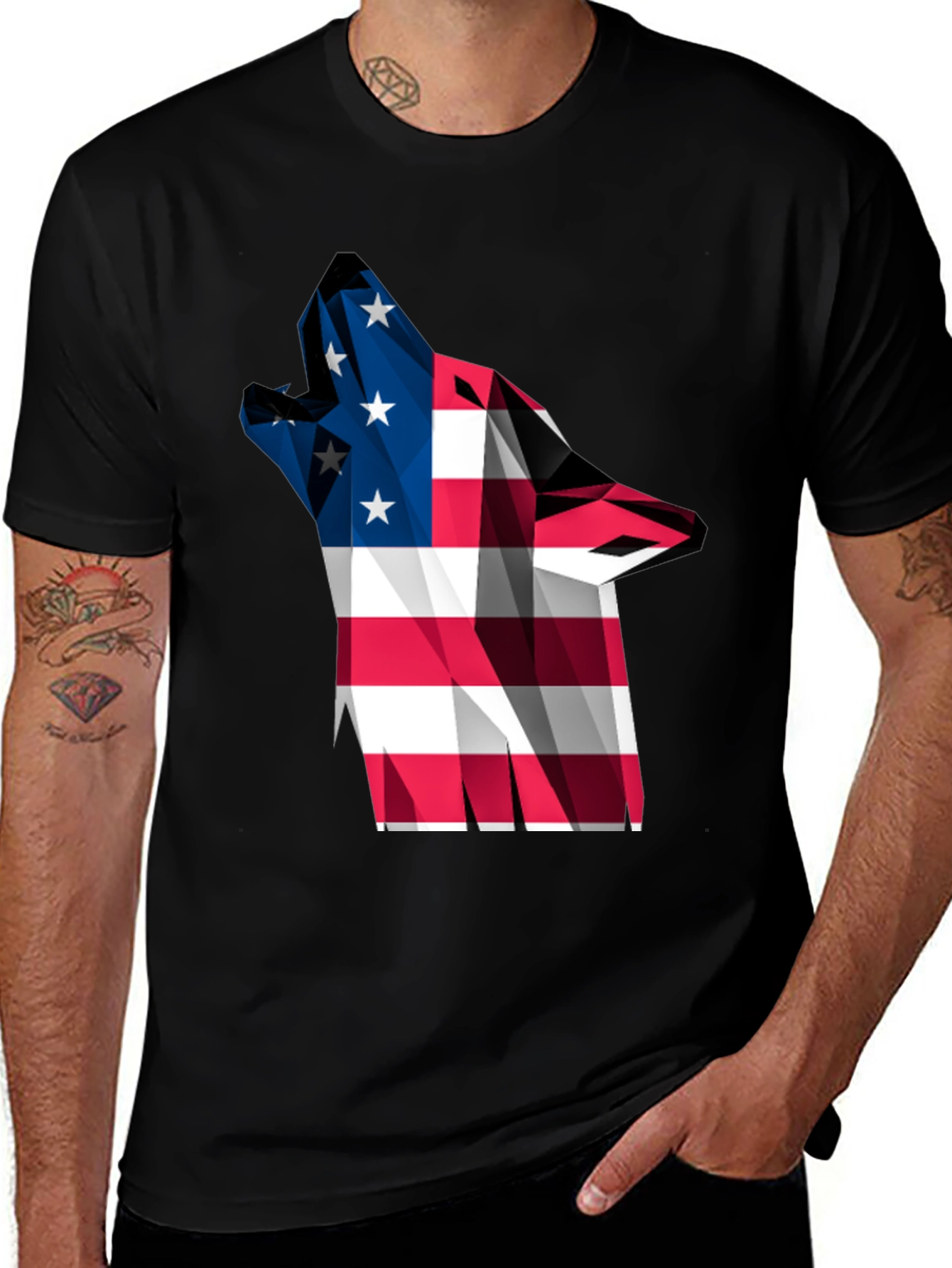 American Flag Wolf Graphic Tee