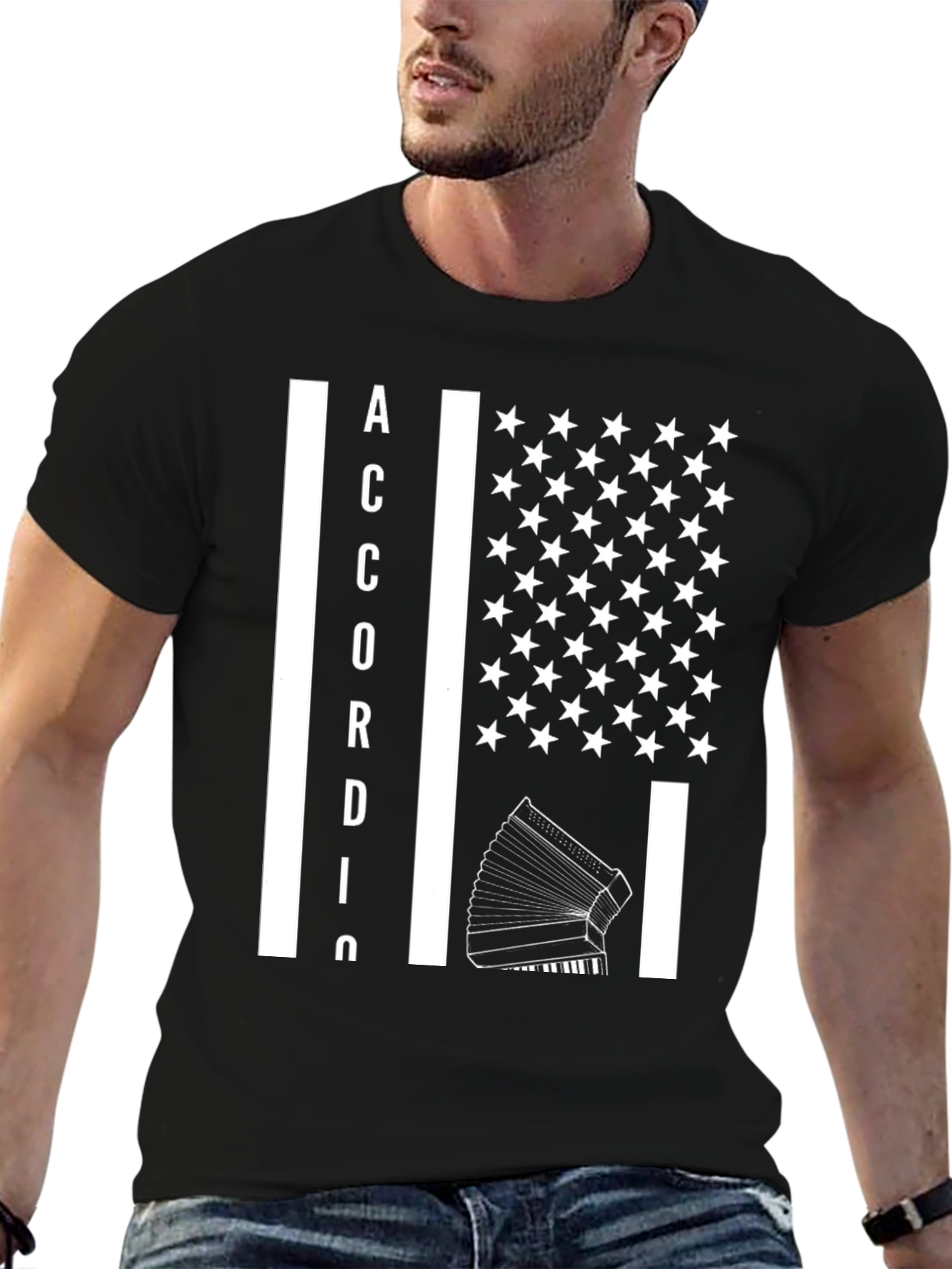 Accordion USA Flag Graphic T-Shirt