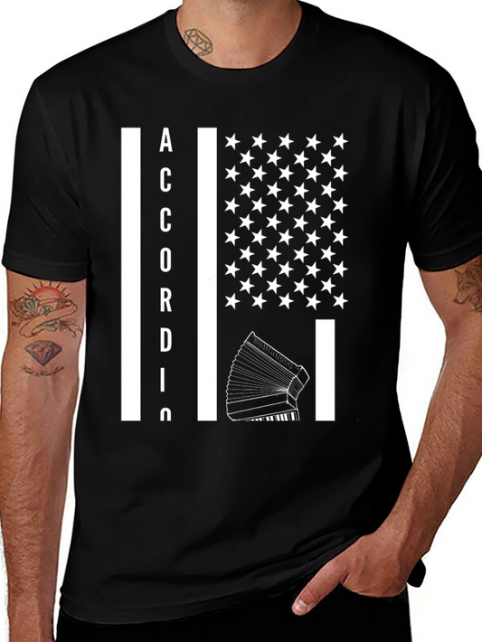 Accordion USA Flag Graphic T-Shirt