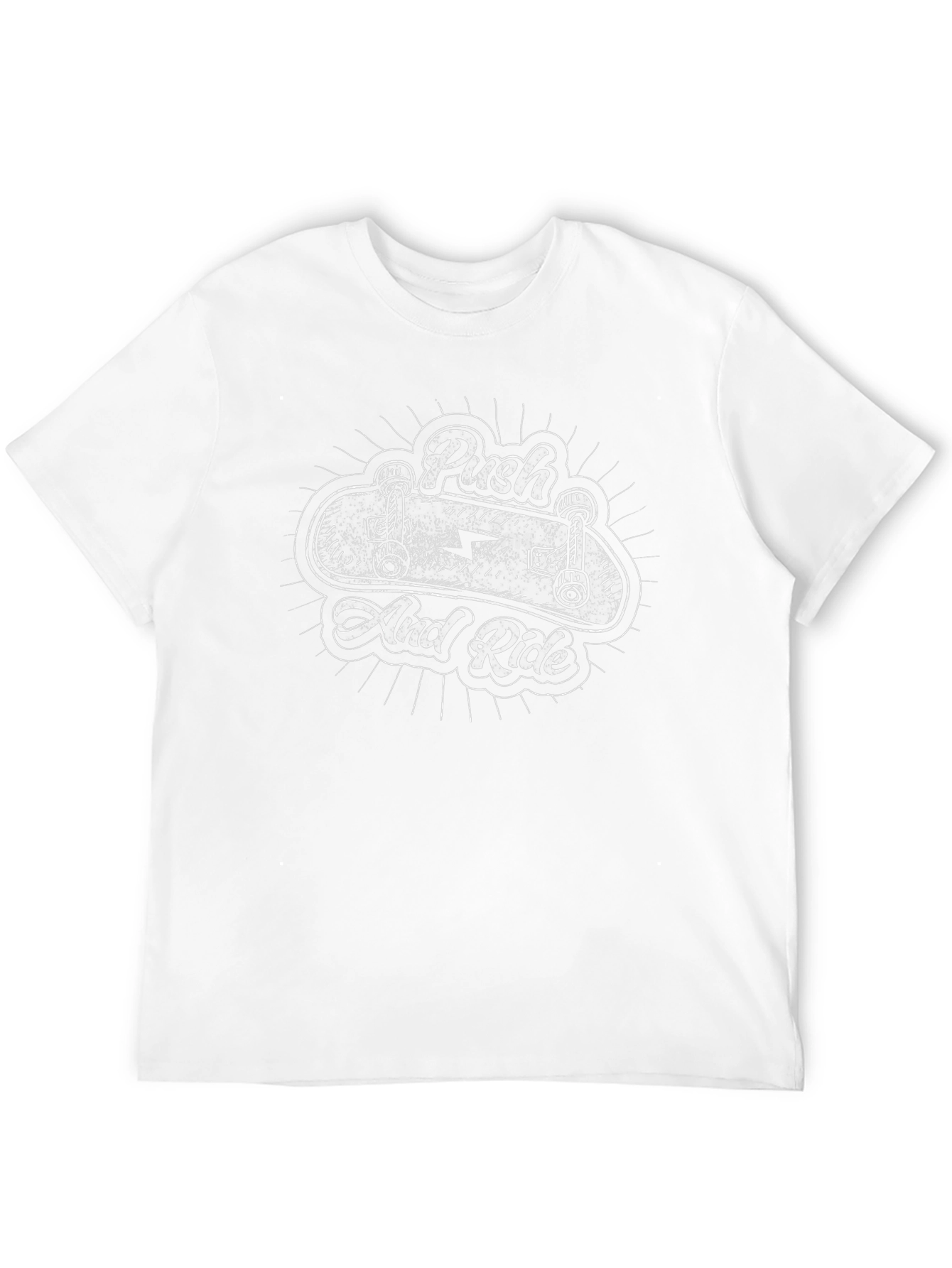 Push and Ride Skateboard Graphic Black T-Shirt