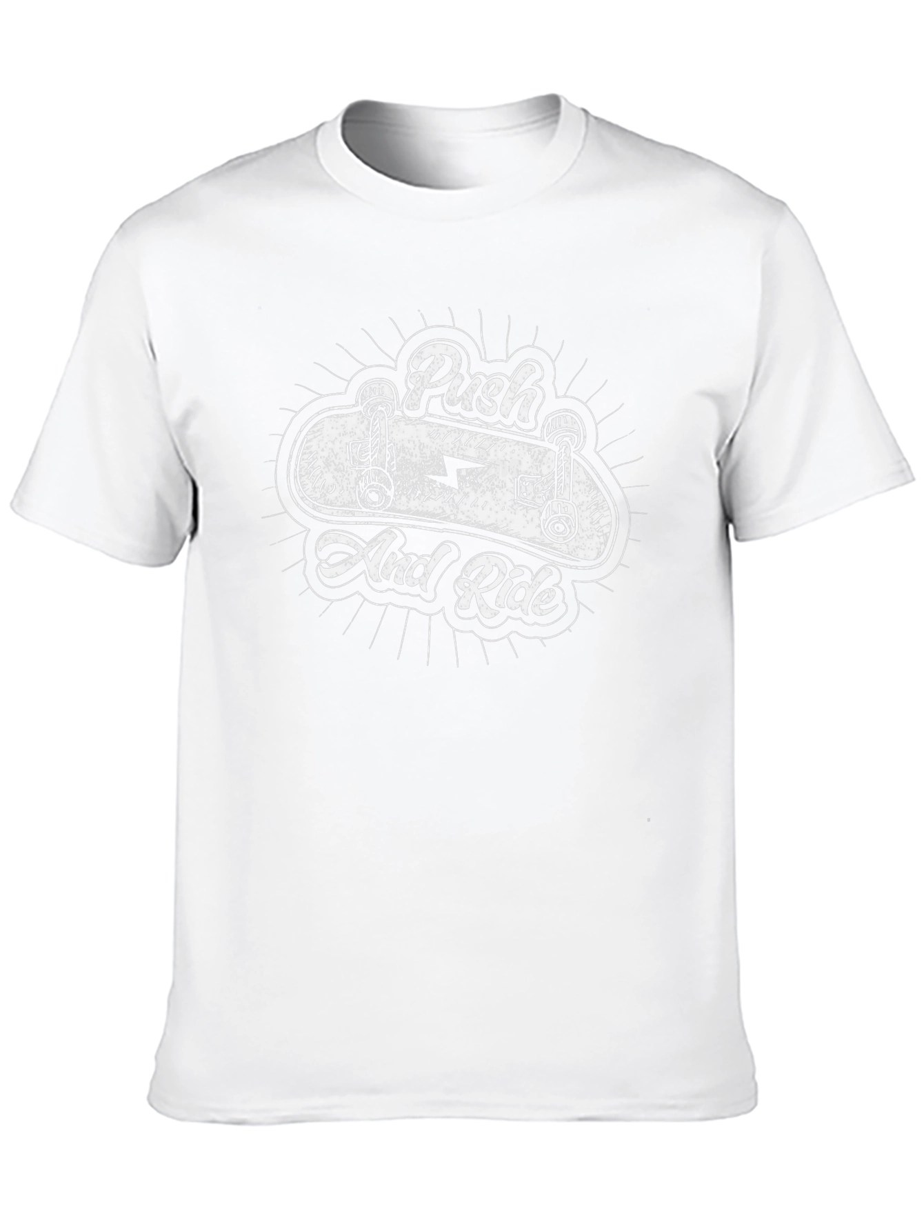 Push and Ride Skateboard Graphic Black T-Shirt