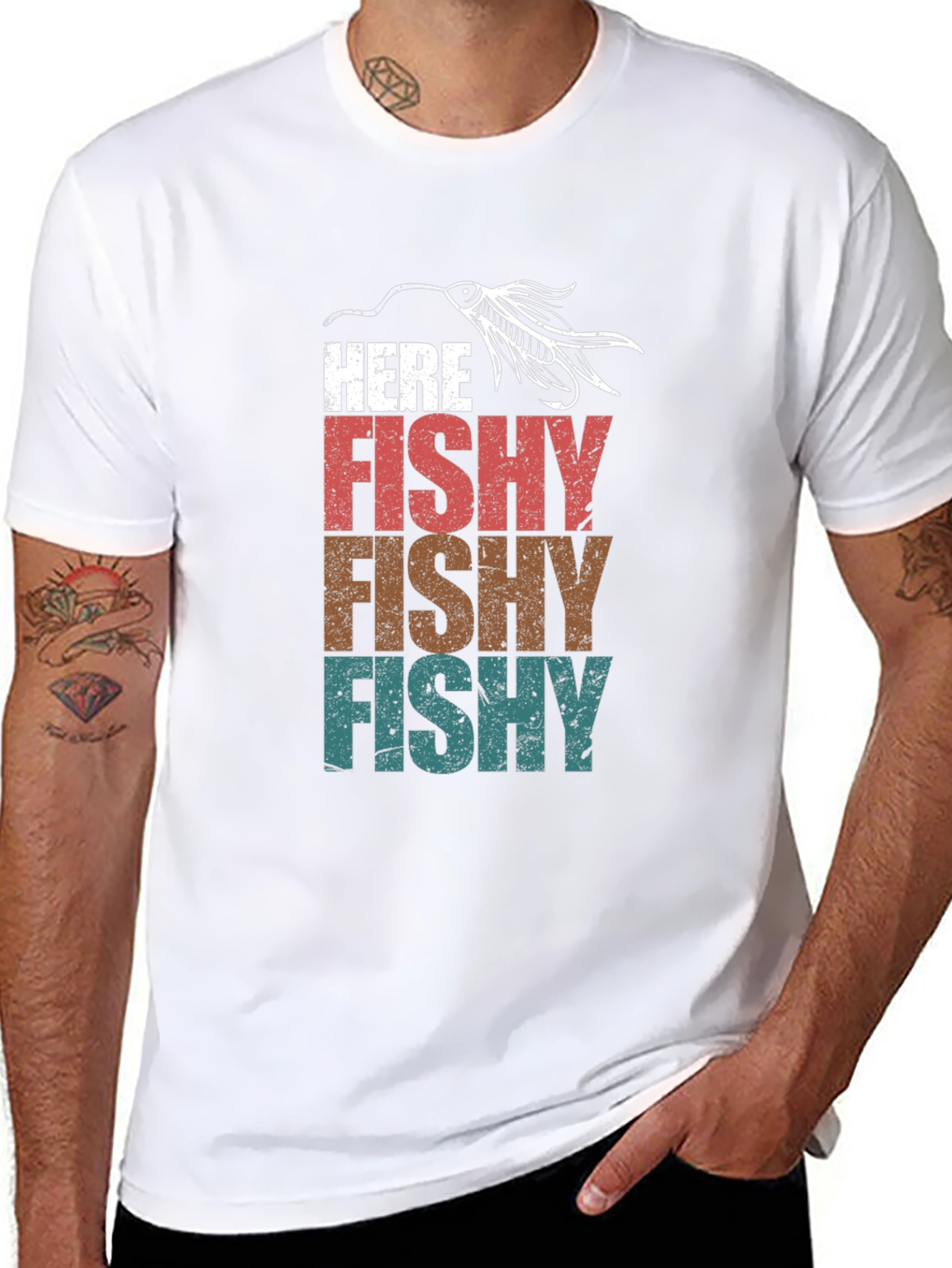 Here Fishy T-Shirt Fishing Lure Tee