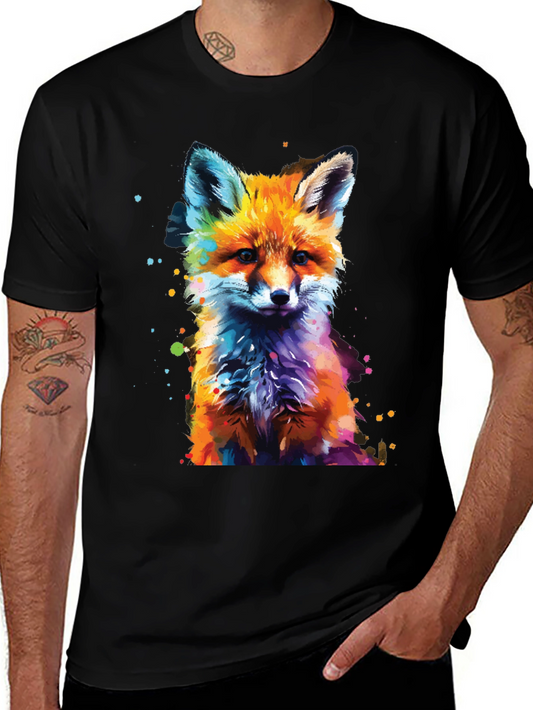Colorful Fox Graphic T-Shirt - Artistic Print