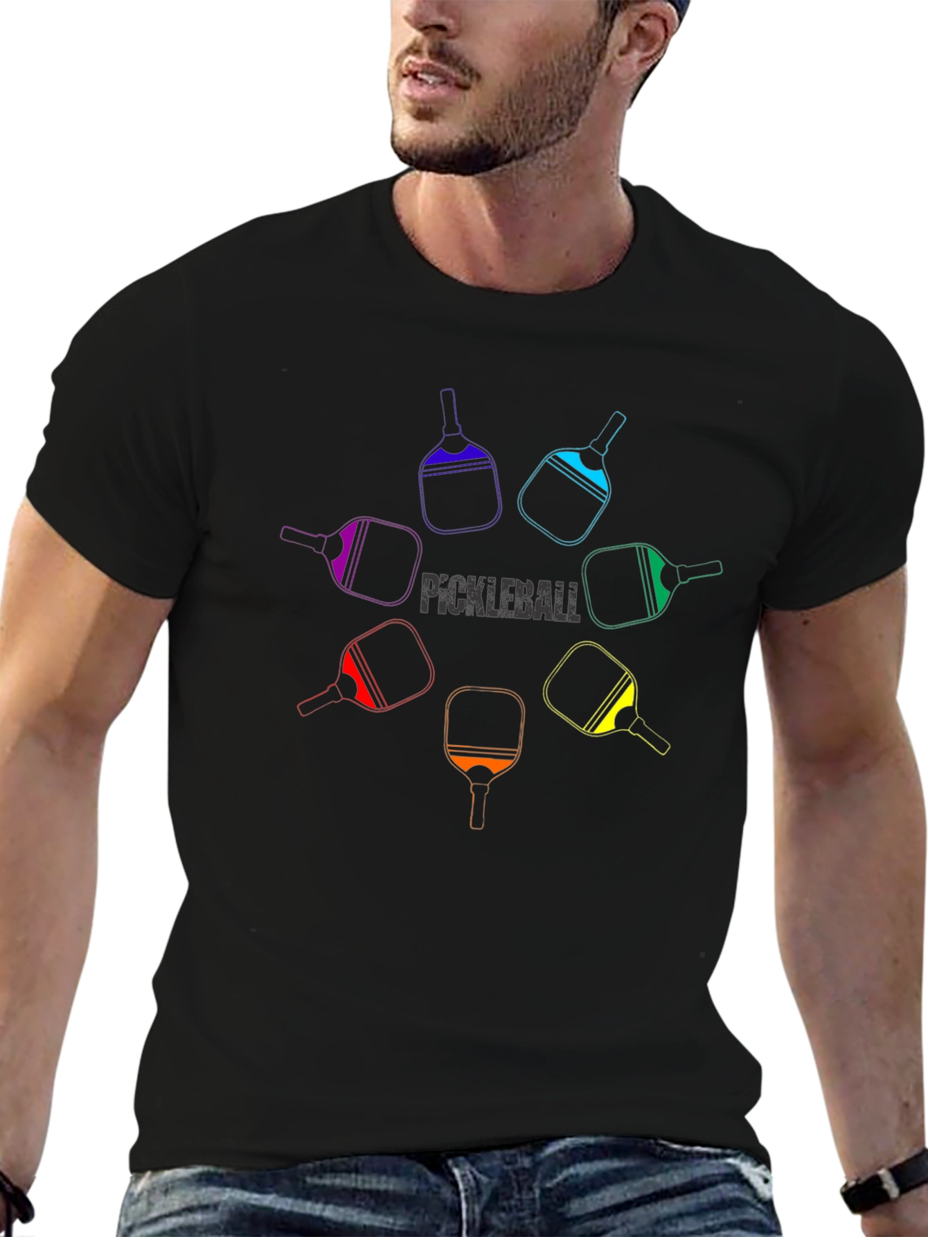 Pickleball Paddle Rainbow Graphic Tee - Unisex