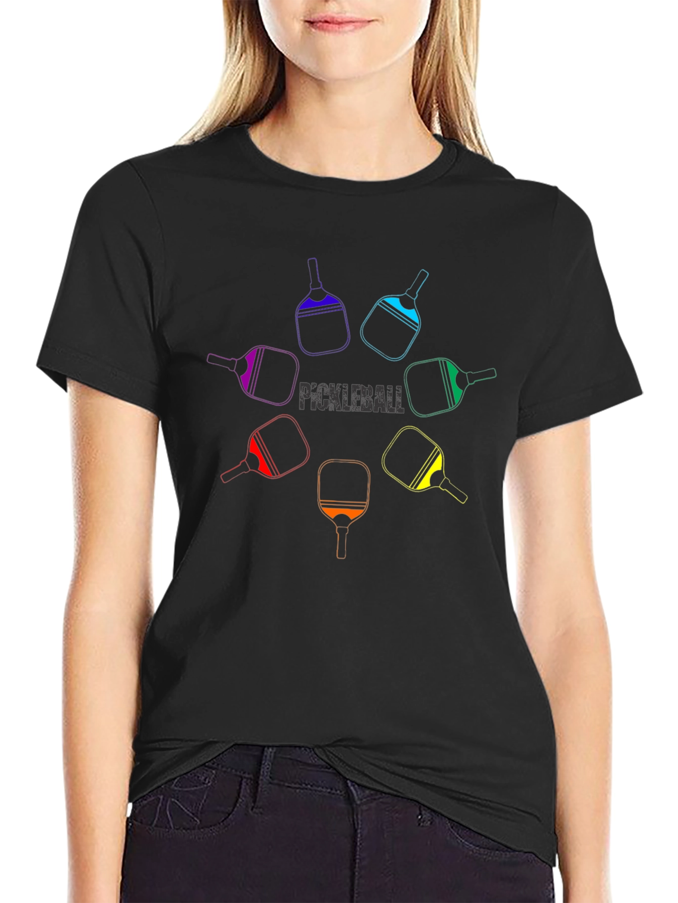 Pickleball Paddle Rainbow Graphic Tee - Unisex