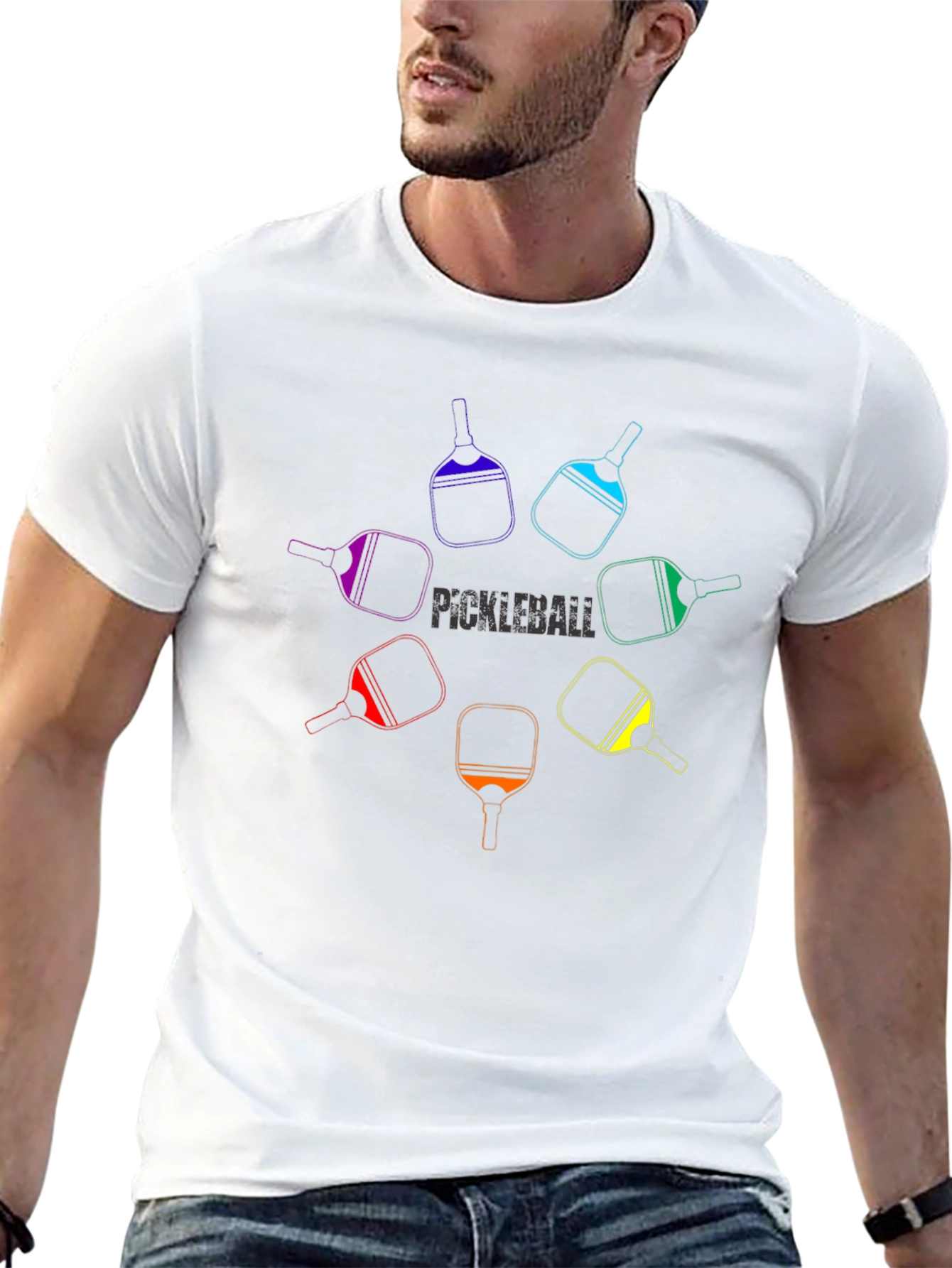 Pickleball Paddle Rainbow Graphic Tee - Unisex