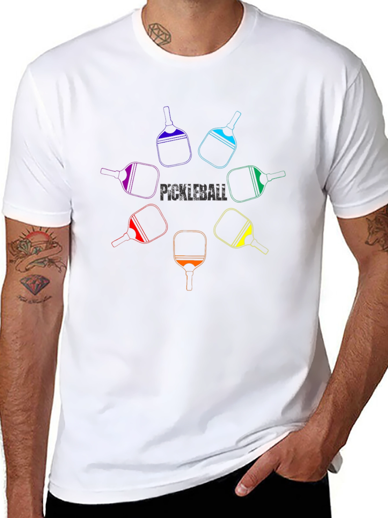 Pickleball Paddle Rainbow Graphic Tee - Unisex
