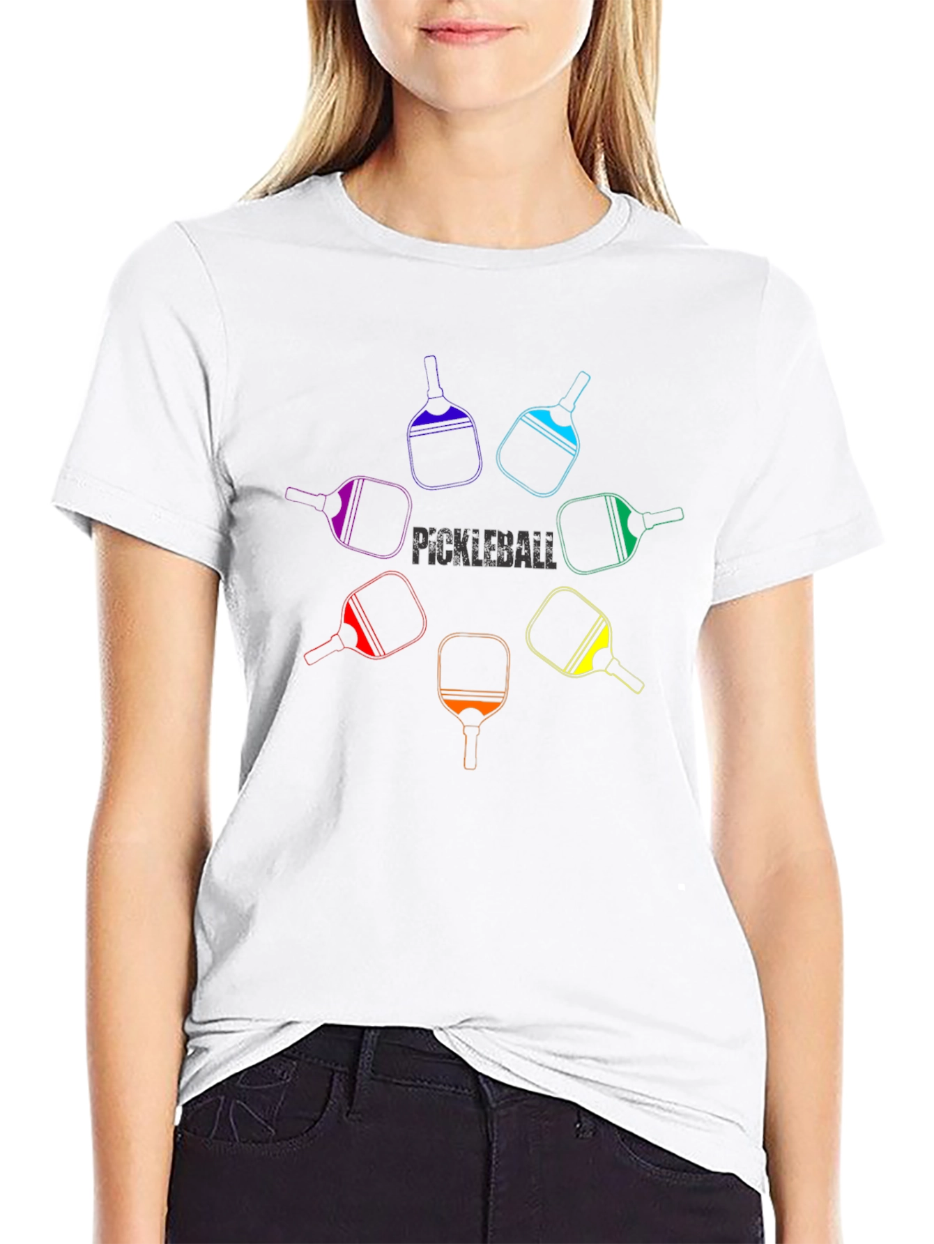 Pickleball Paddle Rainbow Graphic Tee - Unisex