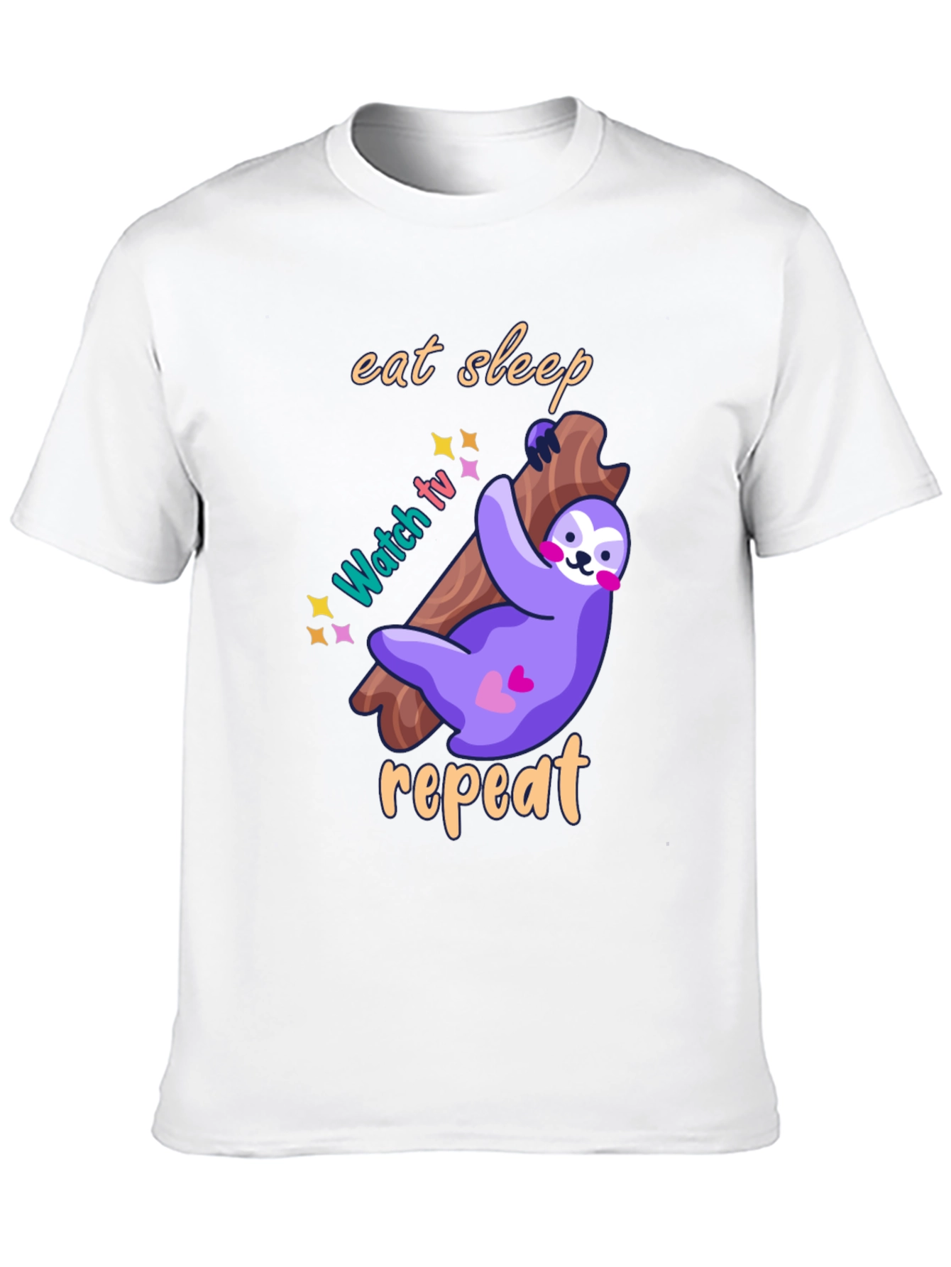 Eat Sleep Watch TV Repeat Sloth Graphic T-Shirt