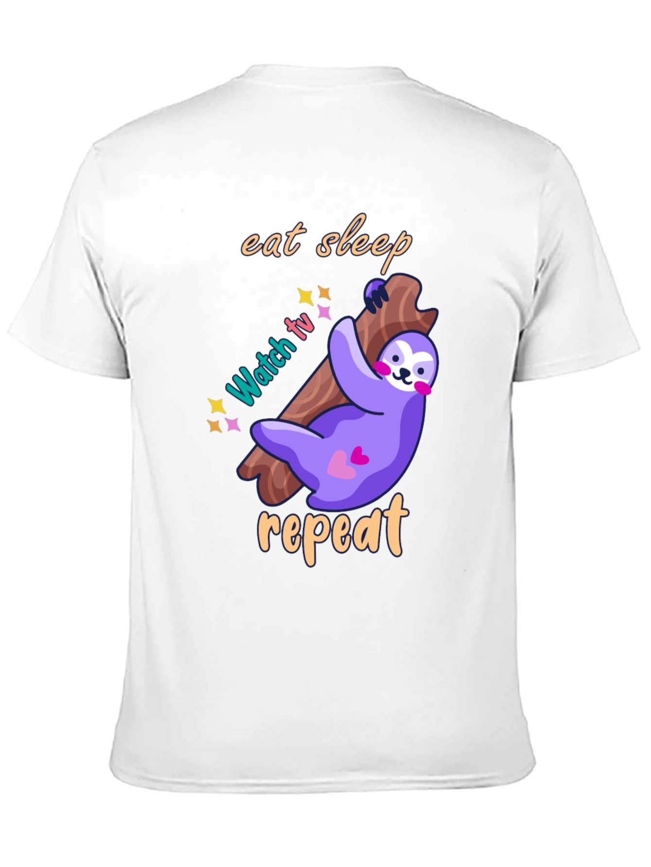 Eat Sleep Watch TV Repeat Sloth Graphic T-Shirt