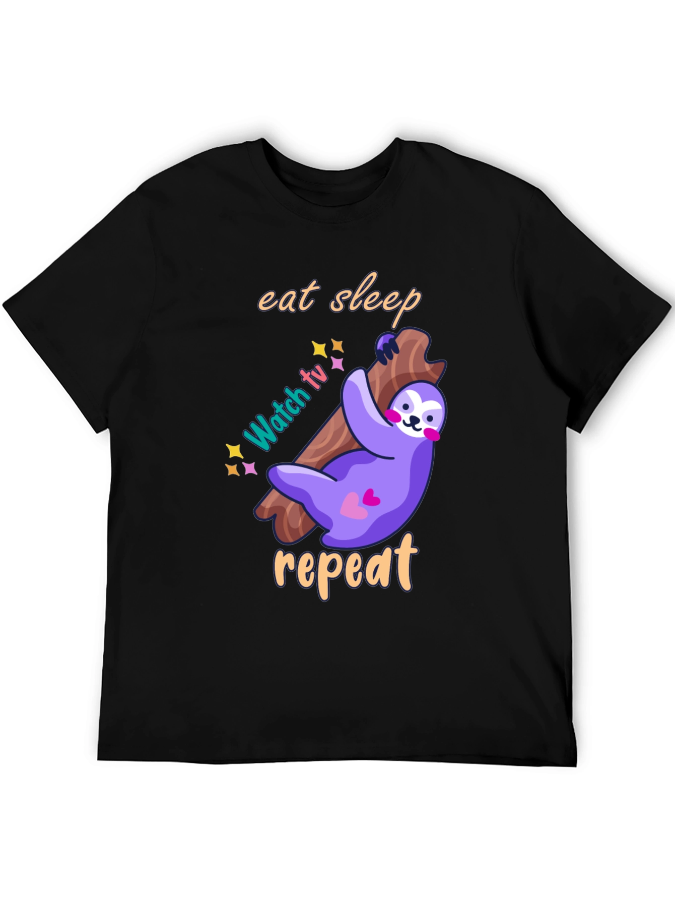 Eat Sleep Watch TV Repeat Sloth Graphic T-Shirt