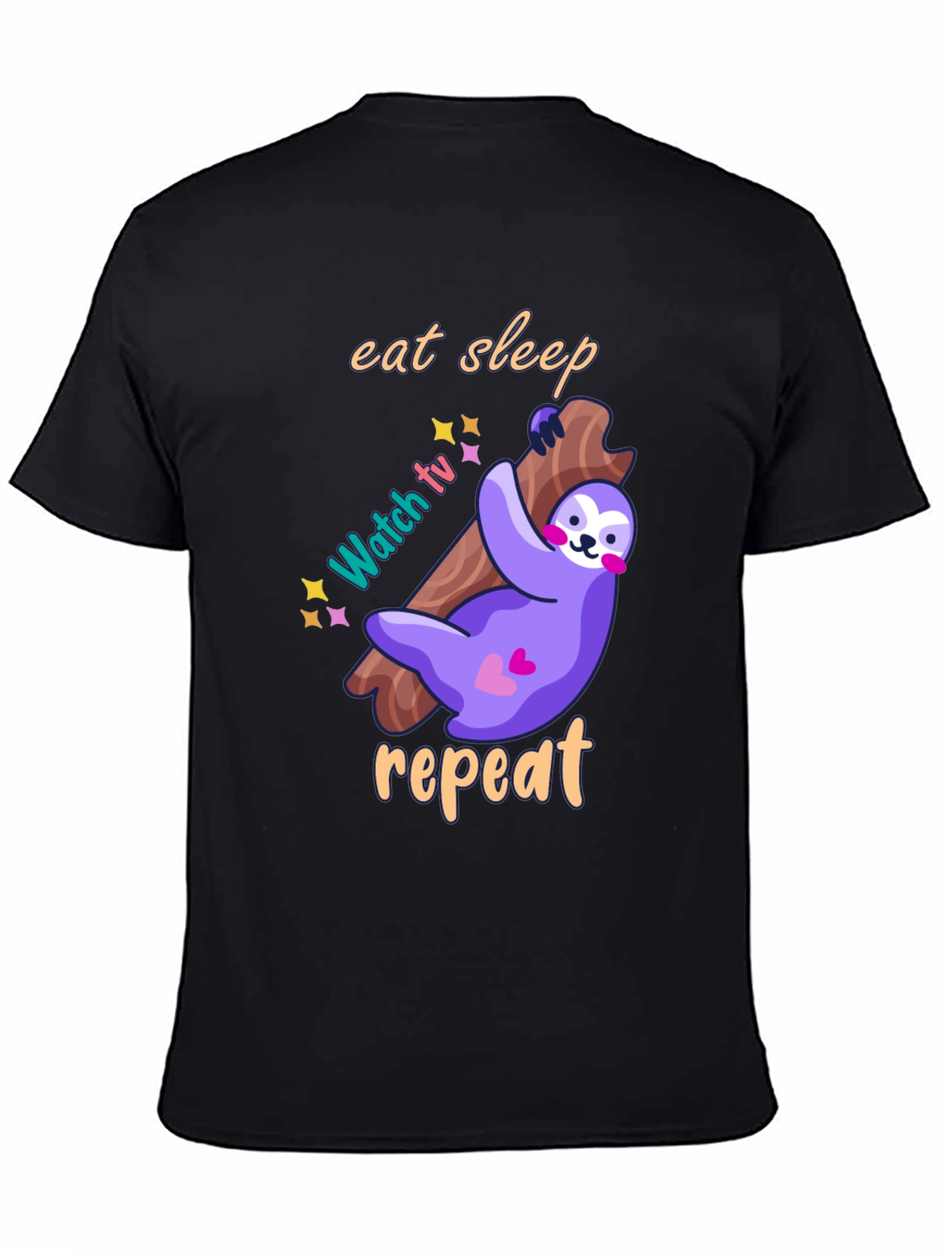 Eat Sleep Watch TV Repeat Sloth Graphic T-Shirt