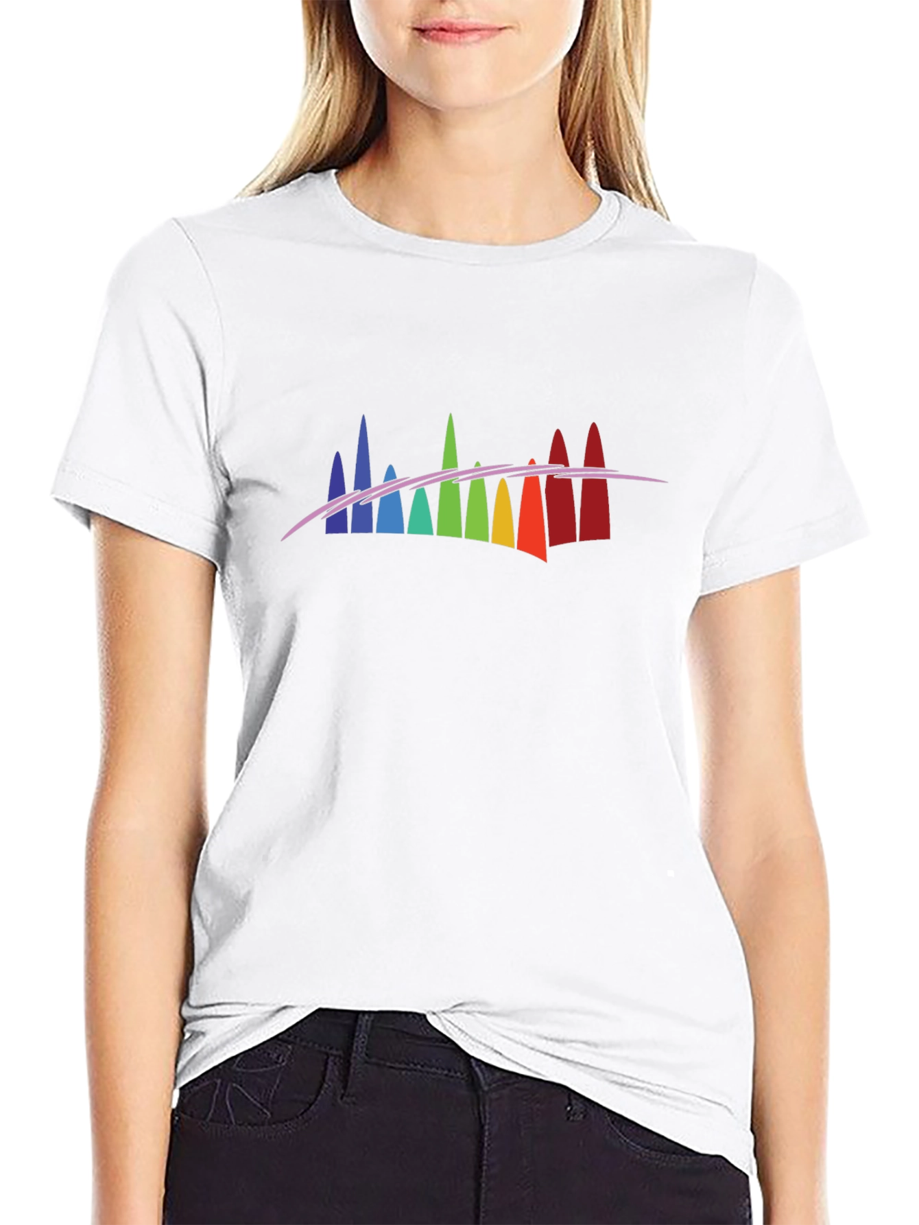Rainbow Spectrum Peaks Graphic Black Tee