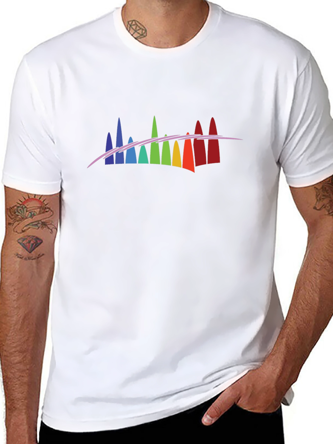 Rainbow Spectrum Peaks Graphic Black Tee