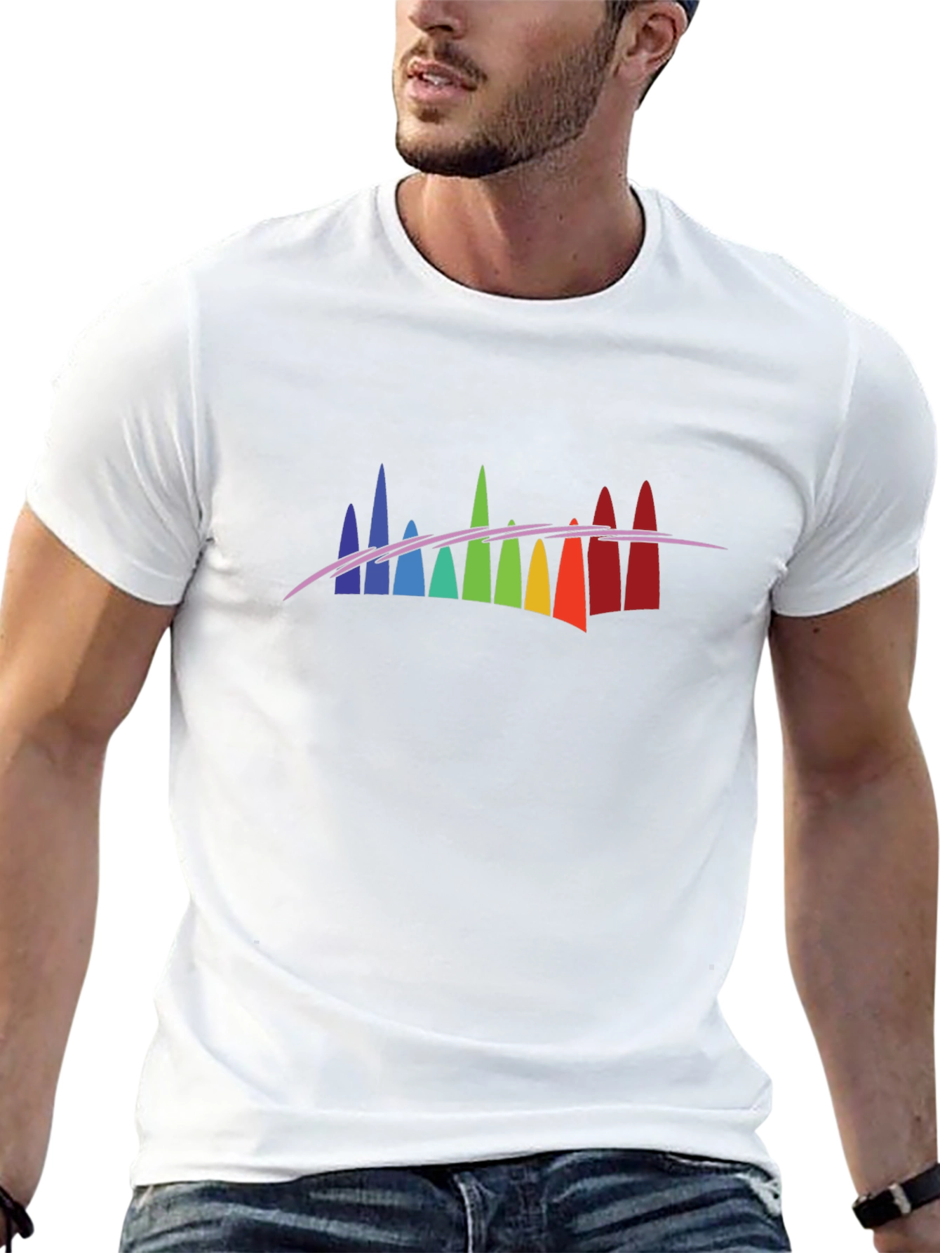 Rainbow Spectrum Peaks Graphic Black Tee