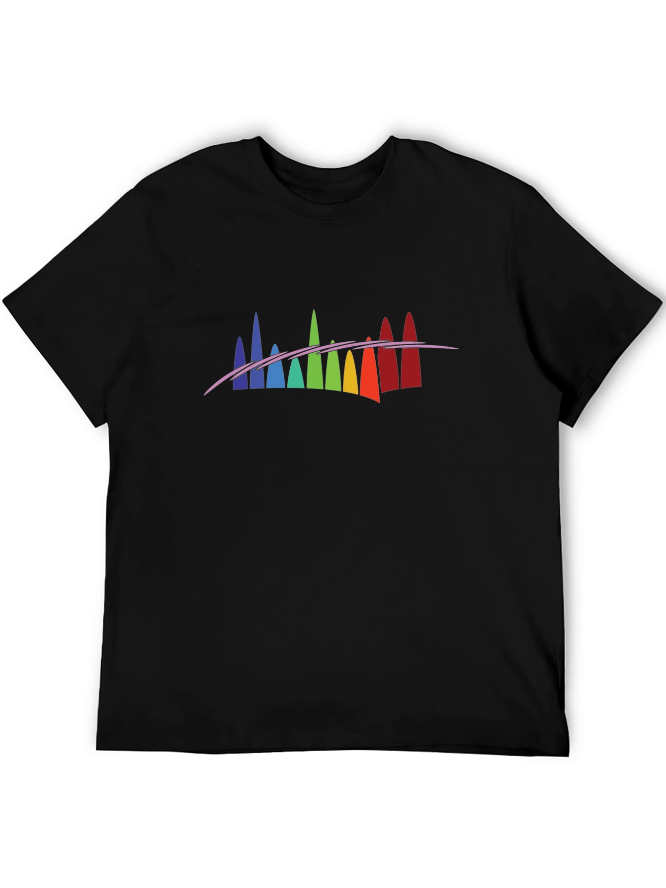 Rainbow Spectrum Peaks Graphic Black Tee