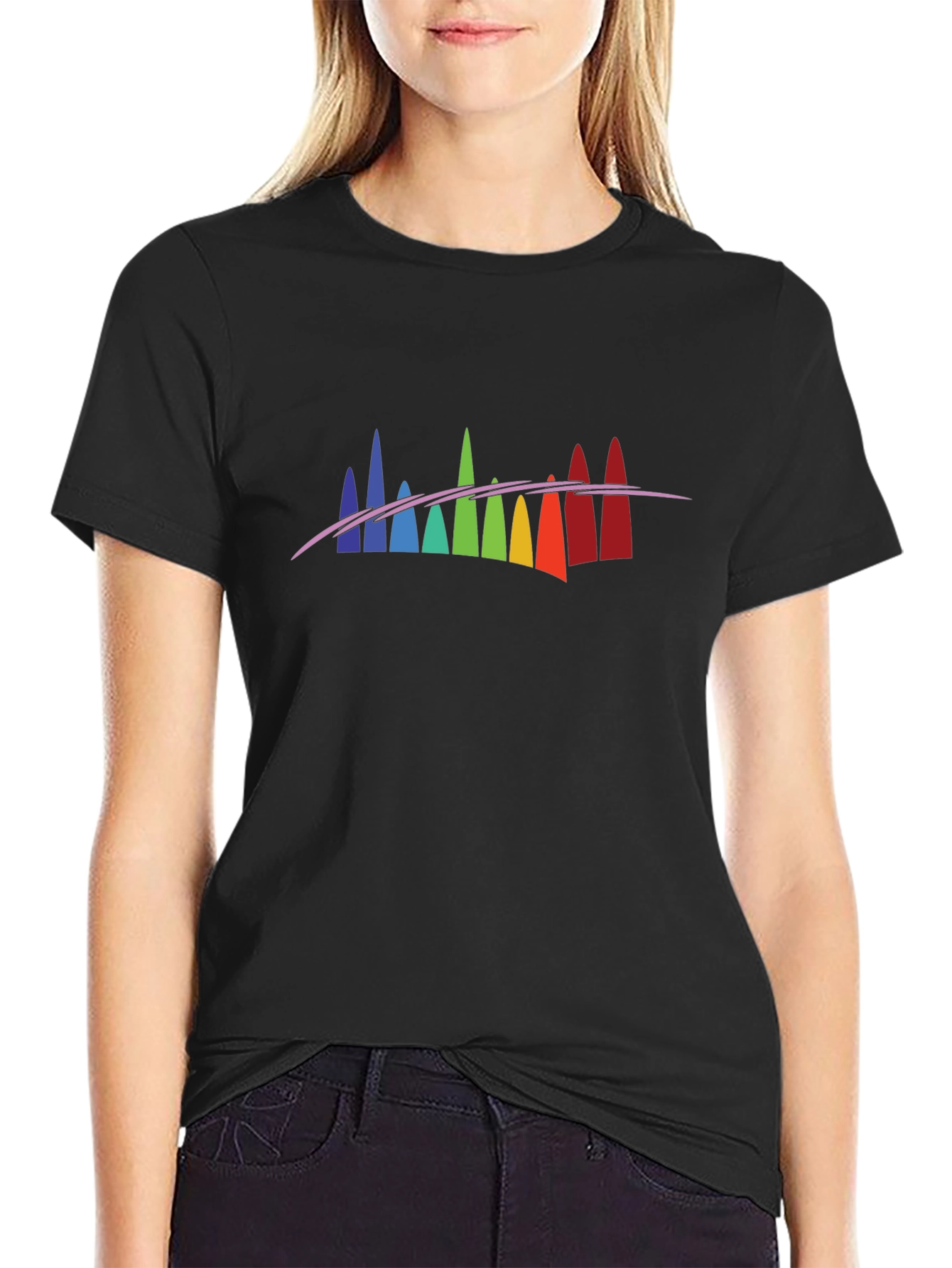 Rainbow Spectrum Peaks Graphic Black Tee
