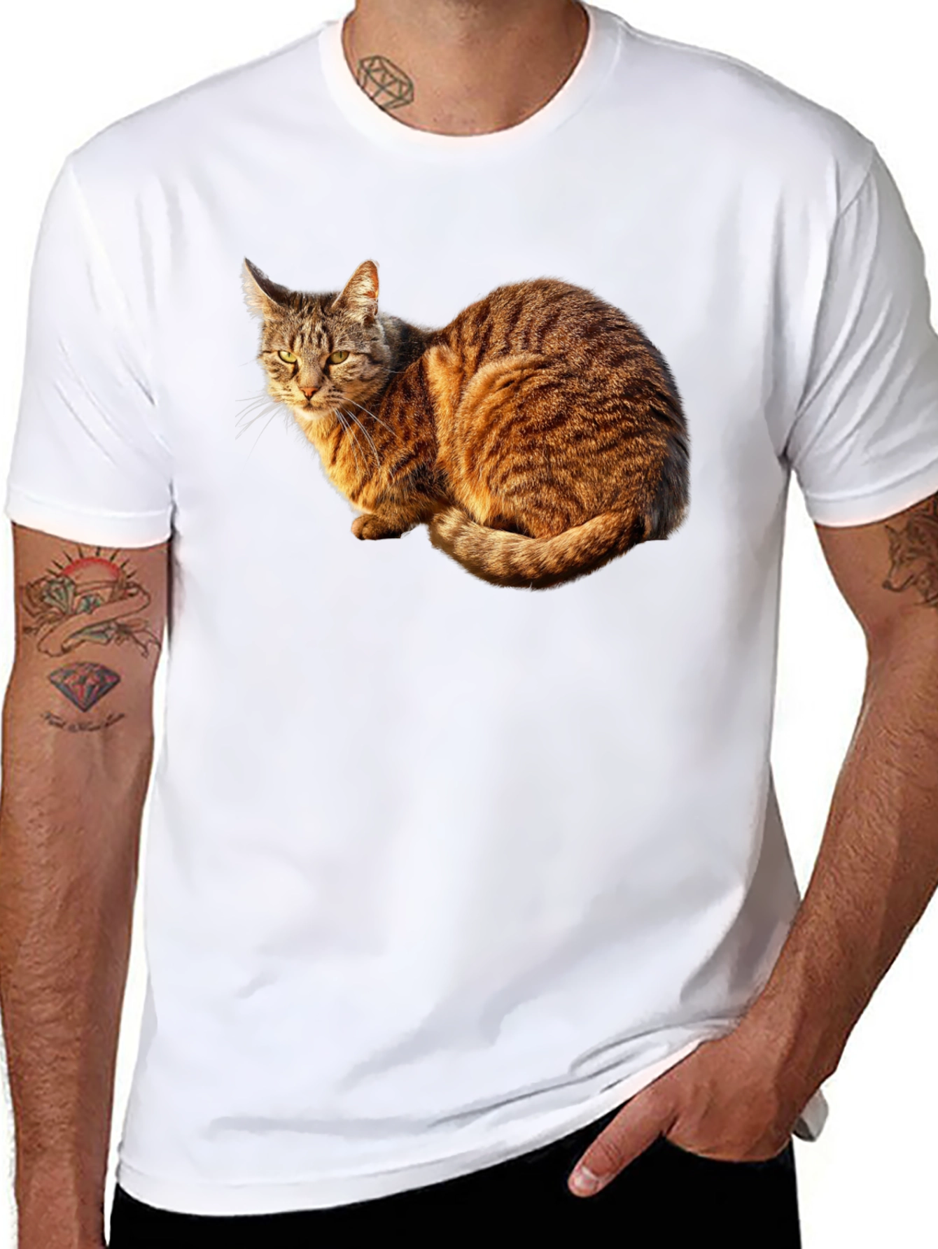 Cat Graphic Black T-Shirt - Unique Design