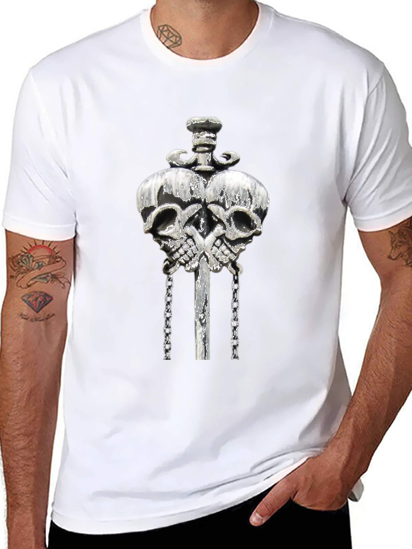 Skull & Sword Graphic Print T-Shirt