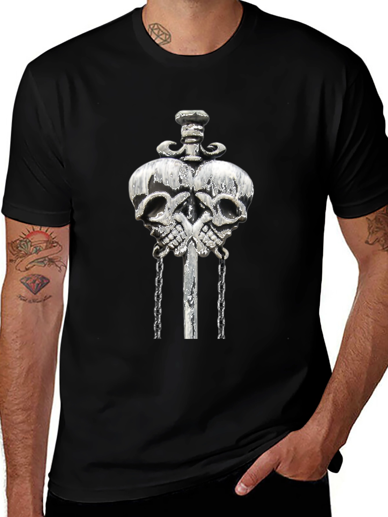 Skull & Sword Graphic Print T-Shirt