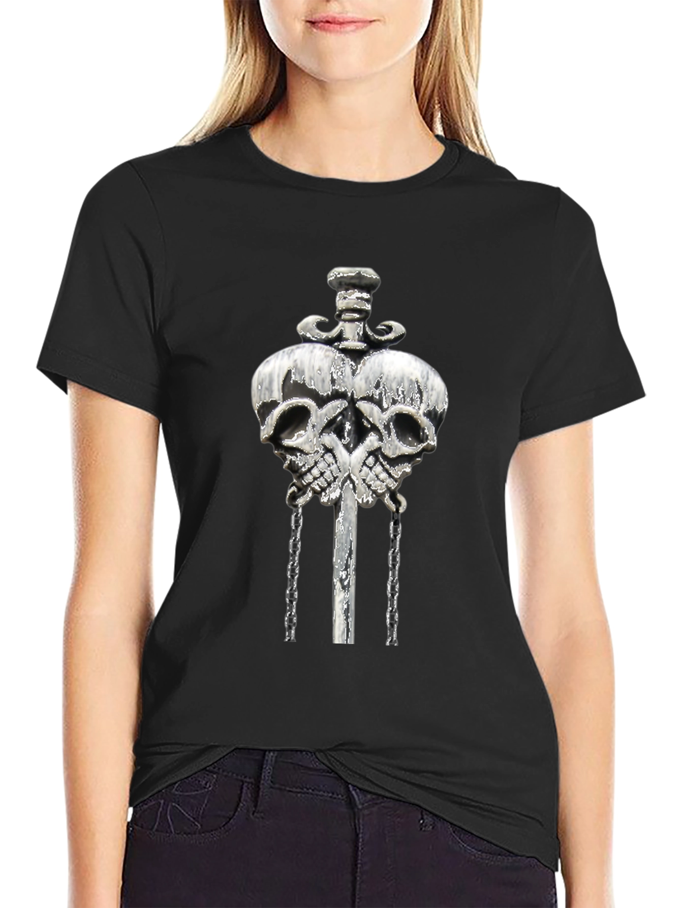 Skull & Sword Graphic Print T-Shirt