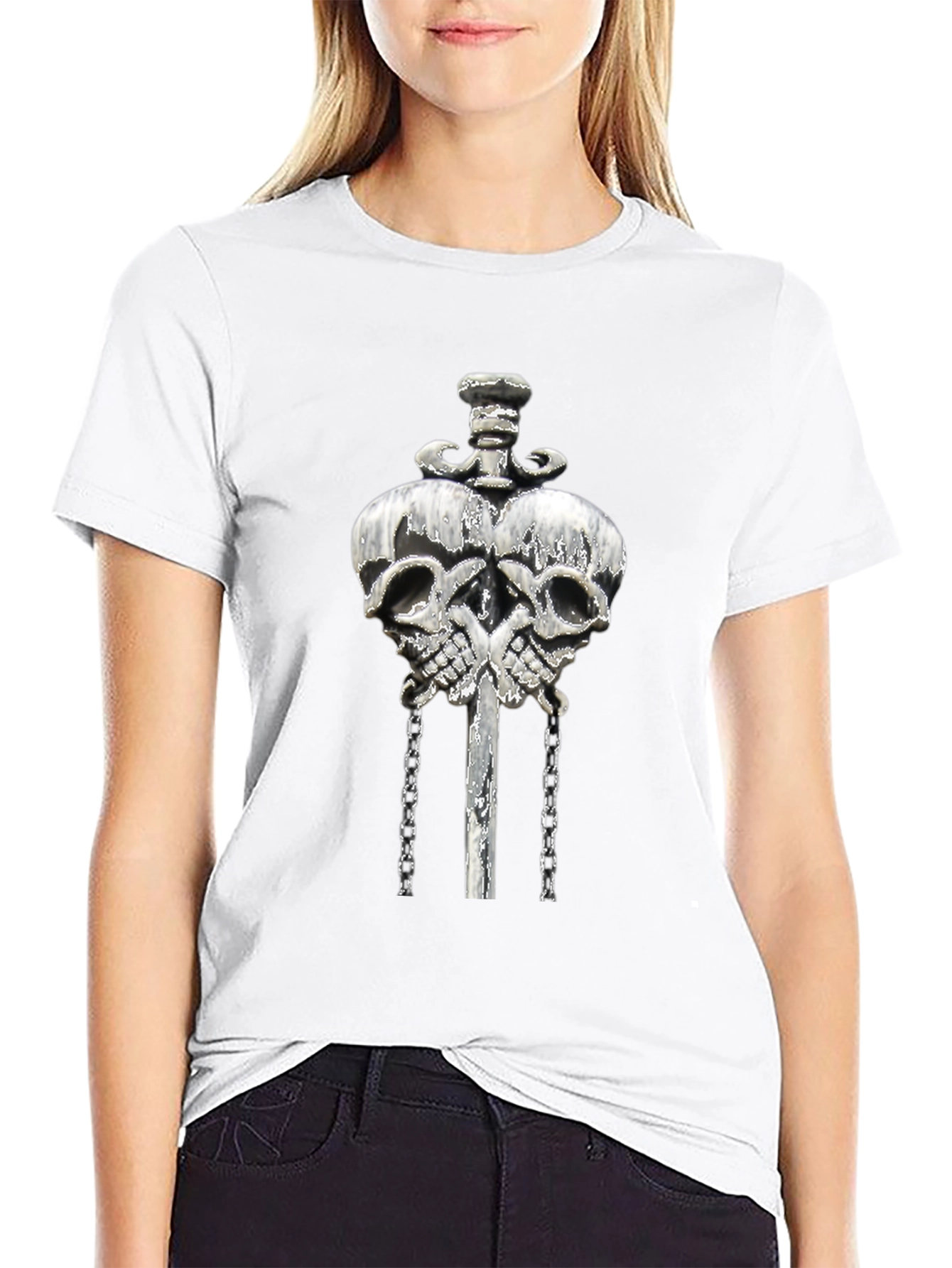 Skull & Sword Graphic Print T-Shirt