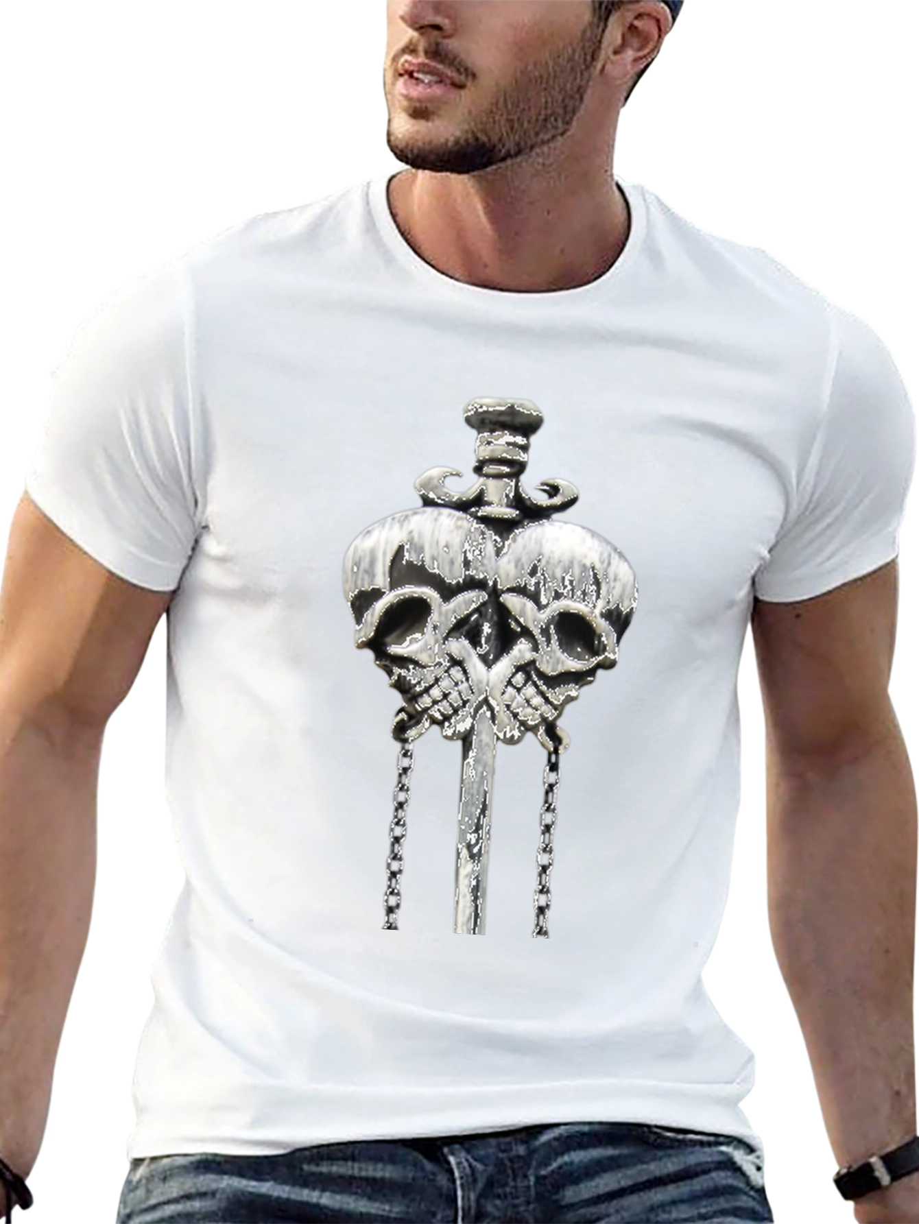 Skull & Sword Graphic Print T-Shirt