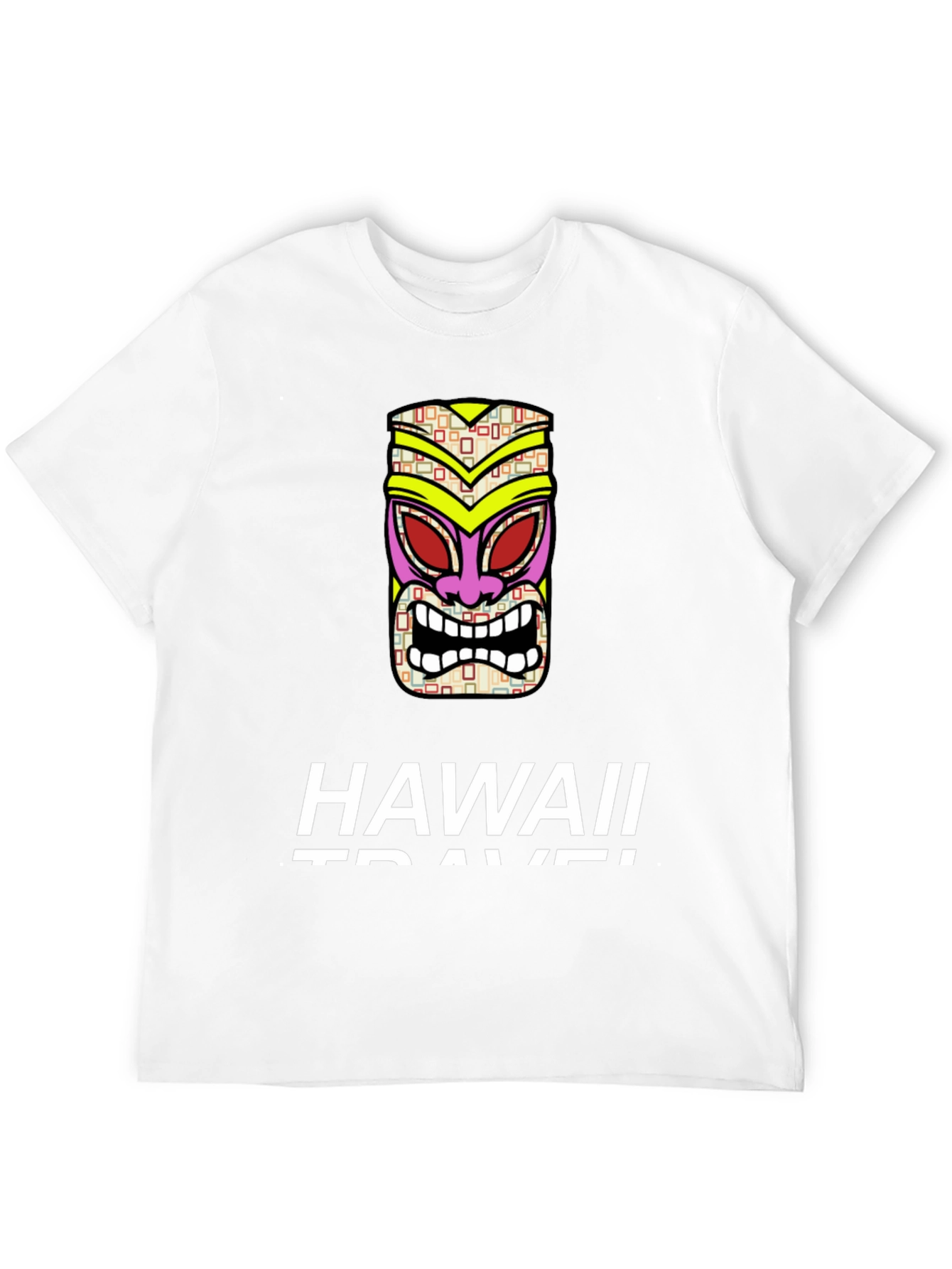 Hawaii Travel Tiki Mask Black T-Shirt