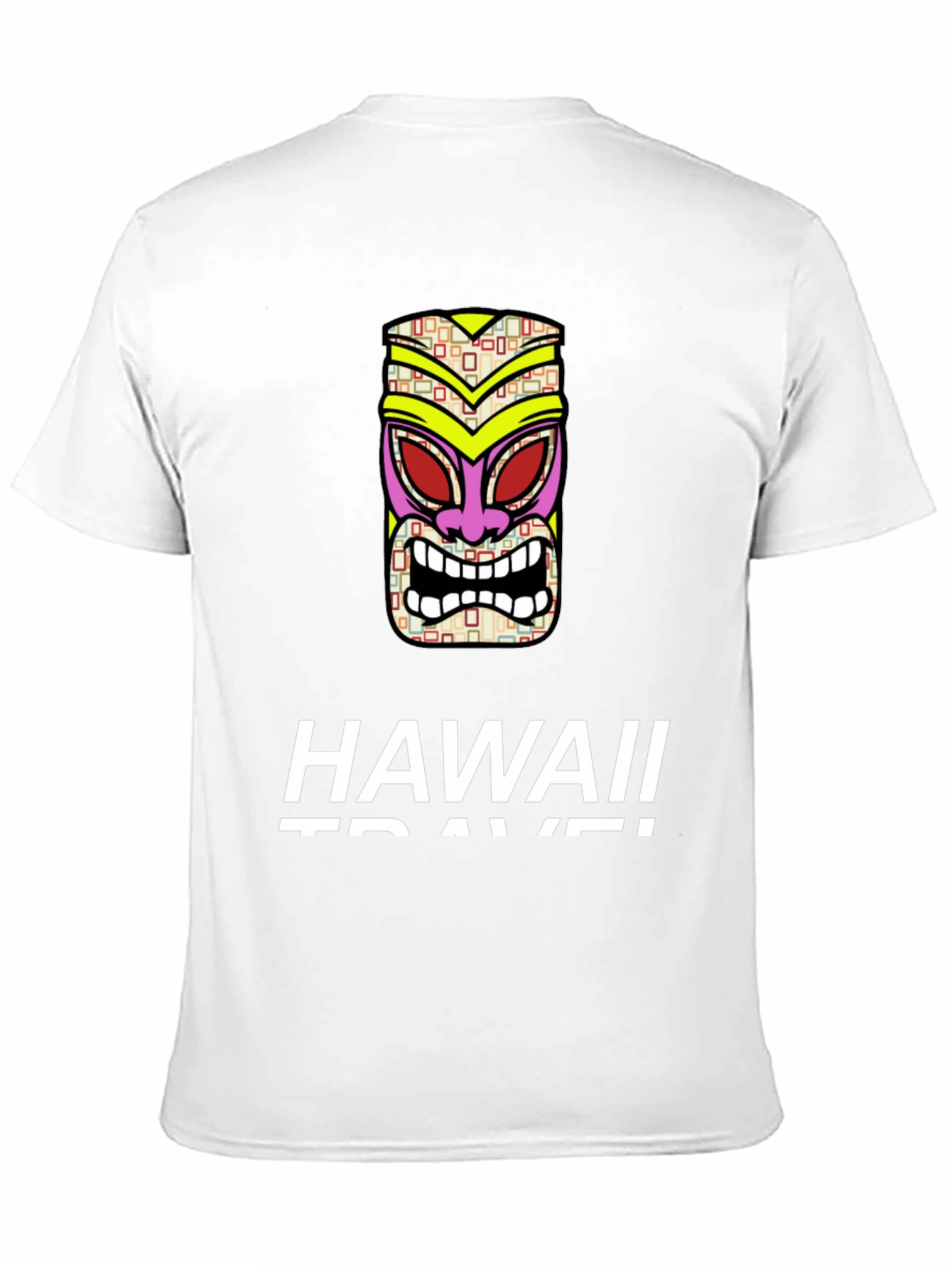 Hawaii Travel Tiki Mask Black T-Shirt