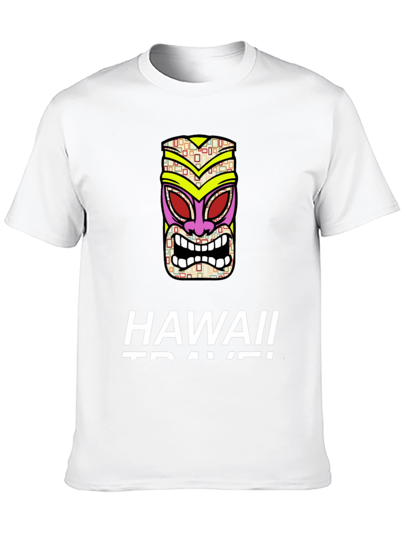 Hawaii Travel Tiki Mask Black T-Shirt