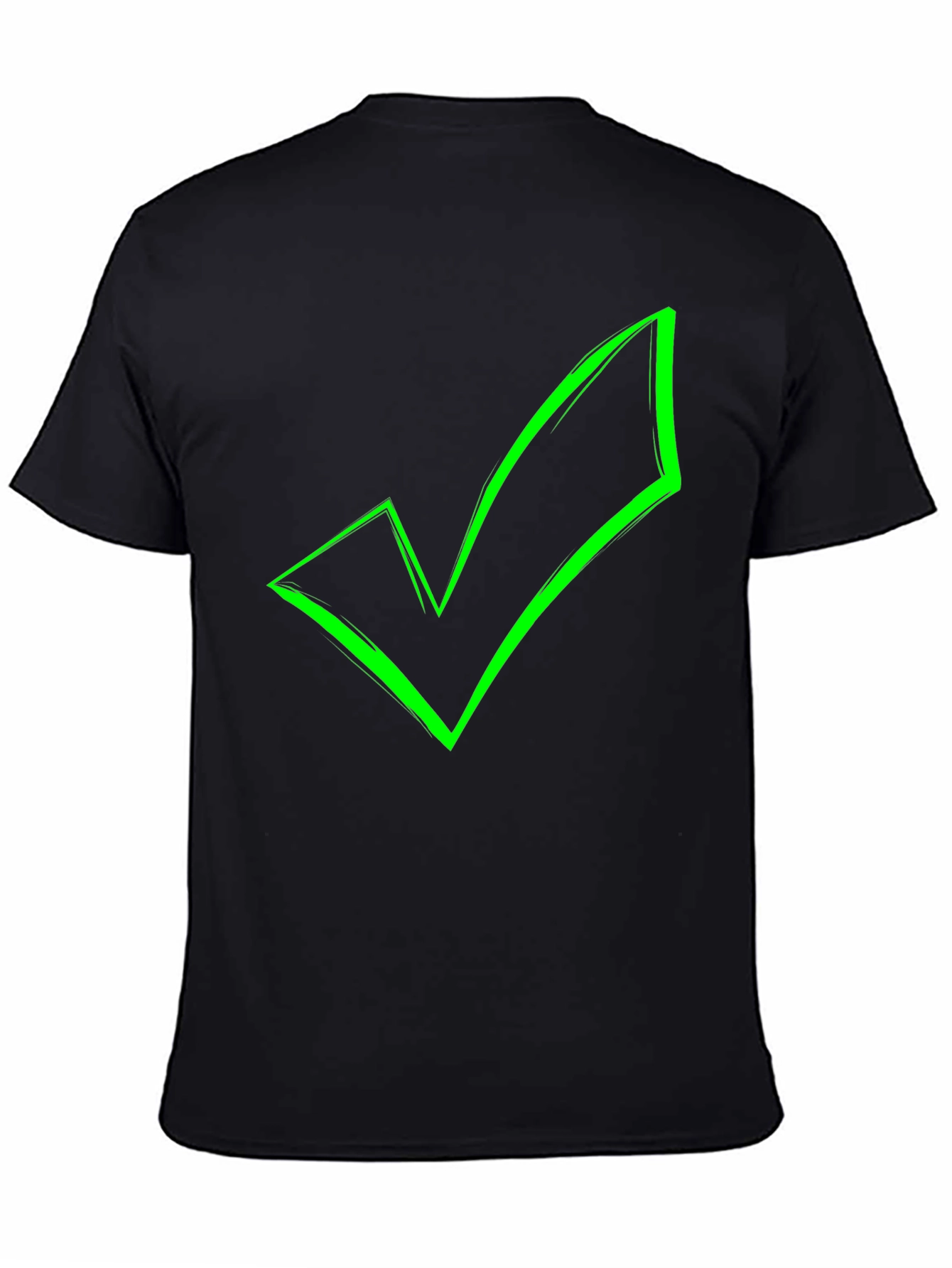 Green Checkmark Graphic Black T-Shirt