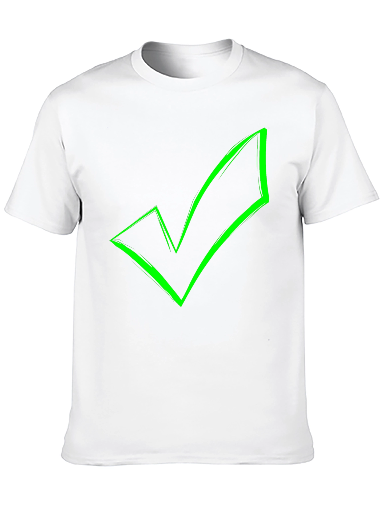 Green Checkmark Graphic Black T-Shirt