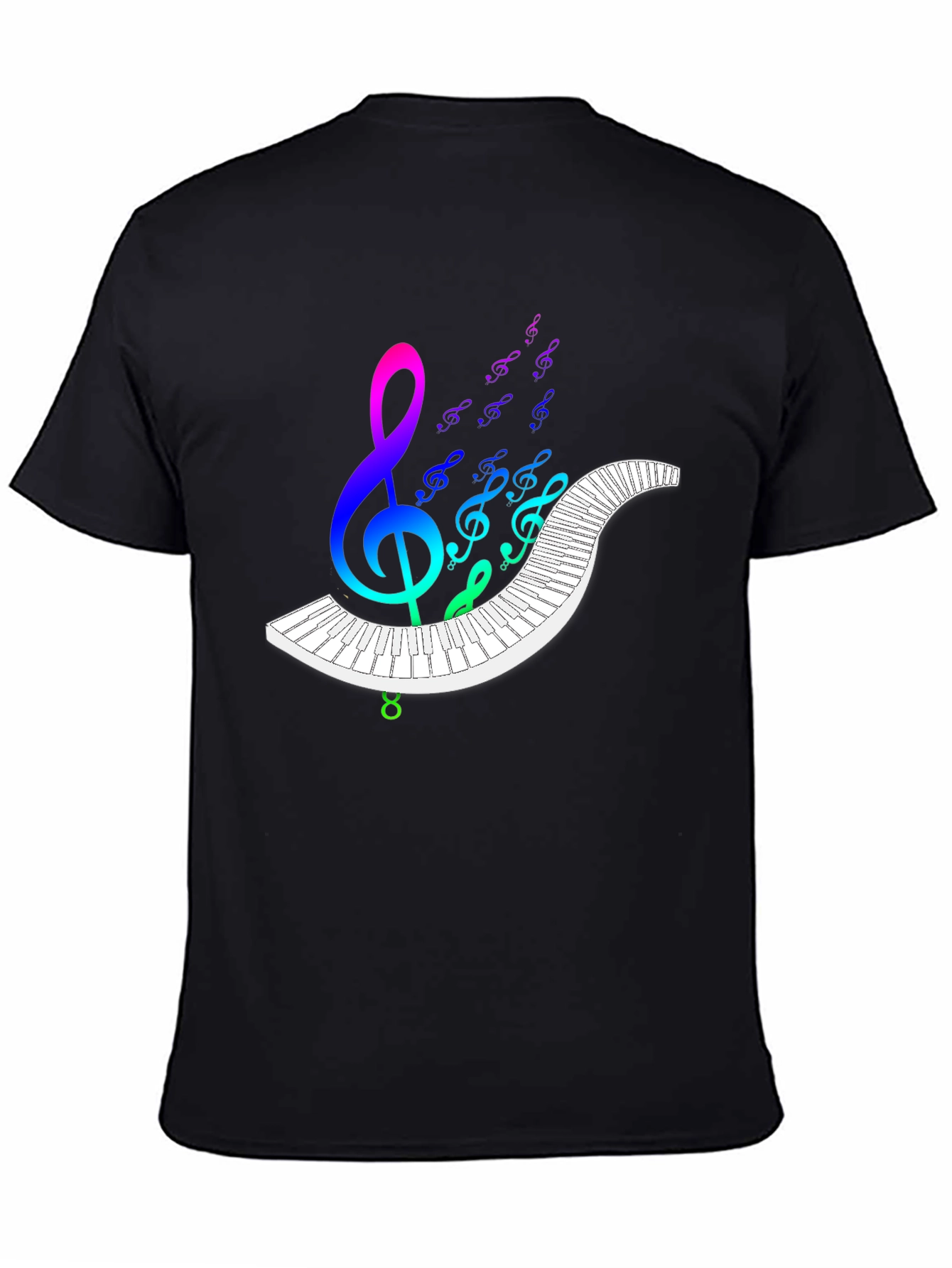 Rainbow Music Notes Piano Graphic Tee