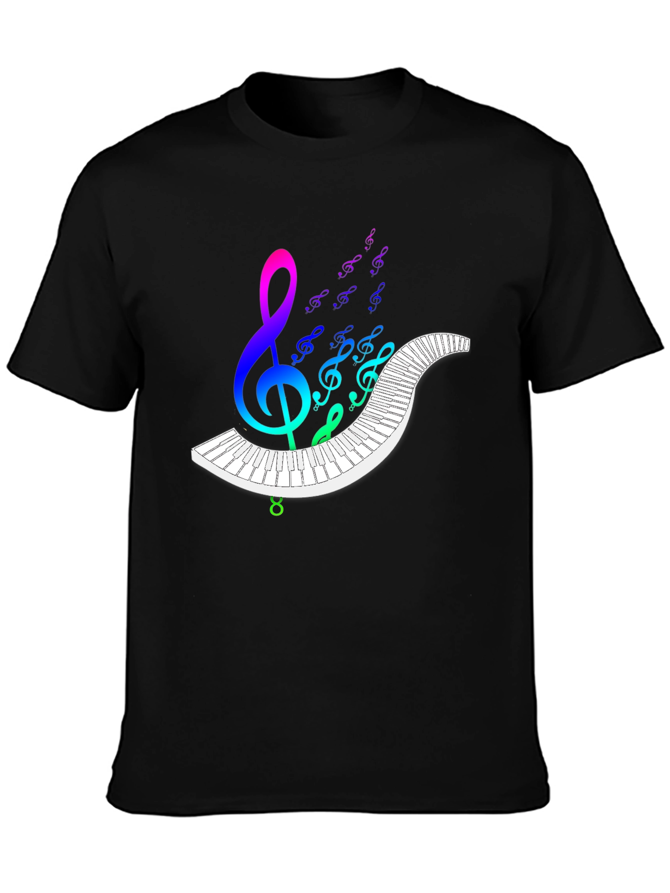 Rainbow Music Notes Piano Graphic Tee